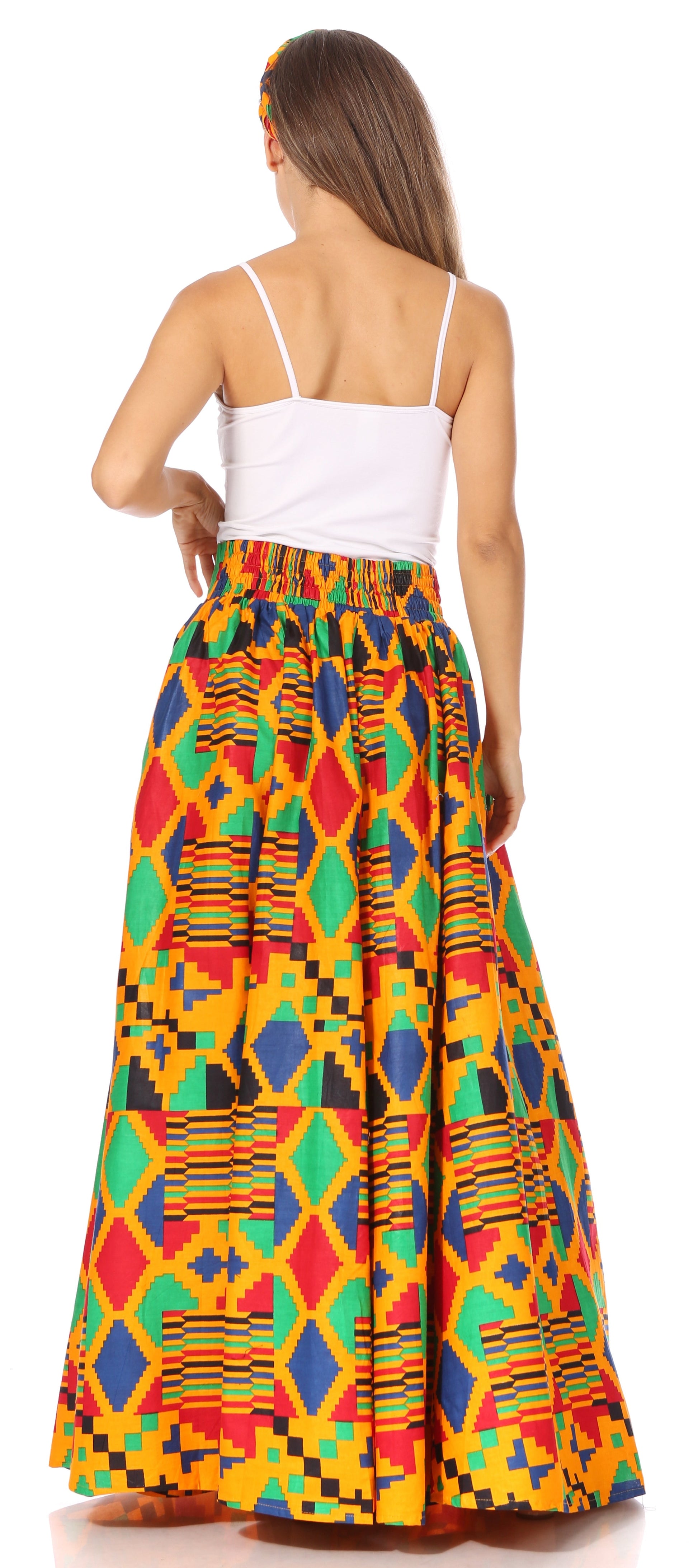 Sakkas Asma's Second Convertible Traditional Wax Print Maxi Skirt with Adjustable Straps - Concordia Style Boutique