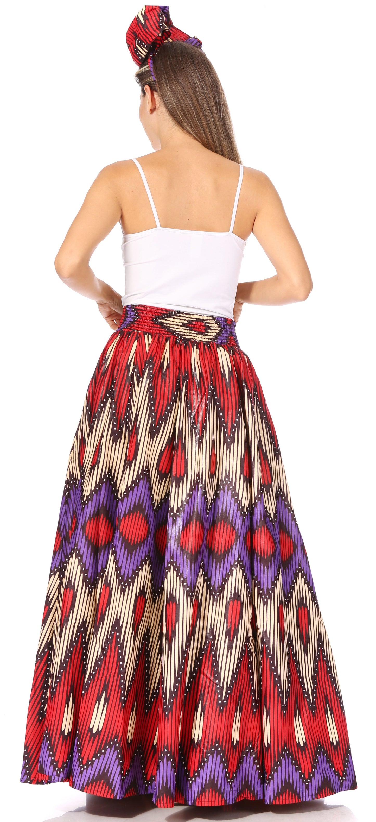 Sakkas Asma's Second Convertible Traditional Wax Print Maxi Skirt with Adjustable Straps - Concordia Style Boutique