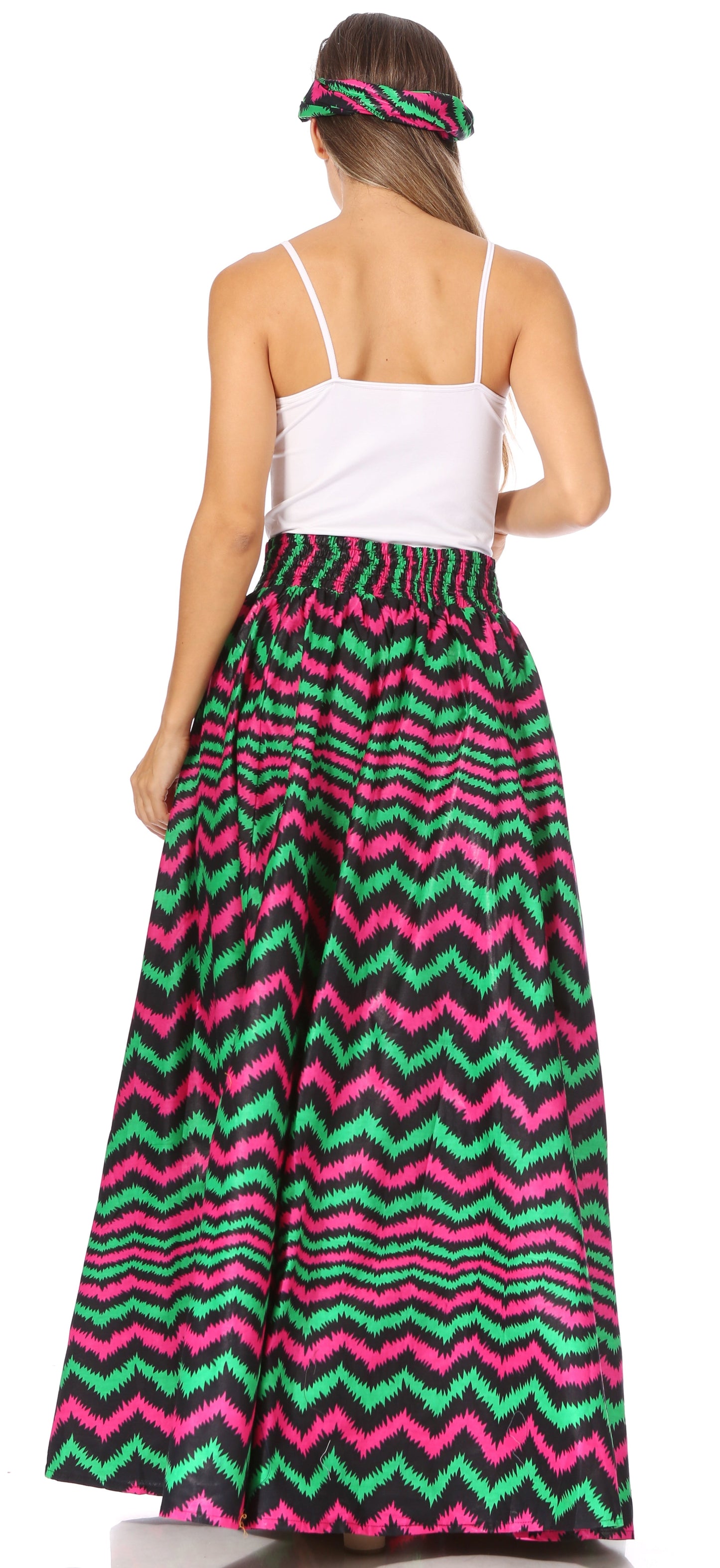Sakkas Asma's Second Convertible Traditional Wax Print Maxi Skirt with Adjustable Straps - Concordia Style Boutique