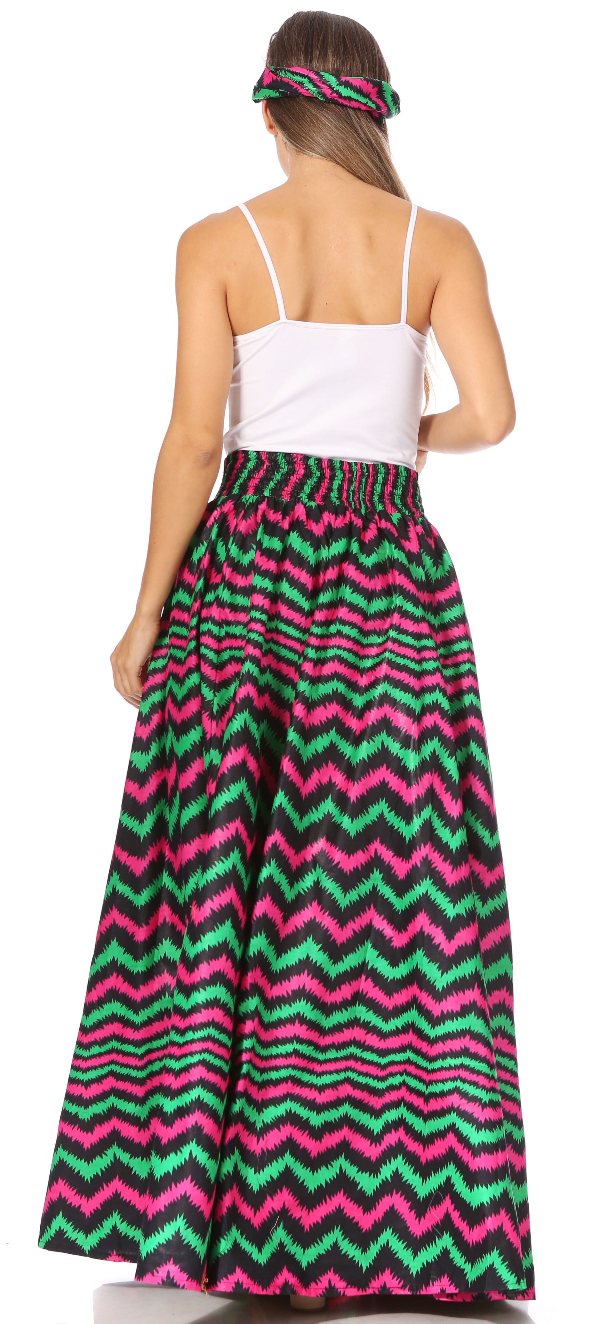 Sakkas Asma's Second Convertible Traditional Wax Print Maxi Skirt with Adjustable Straps - Concordia Style Boutique