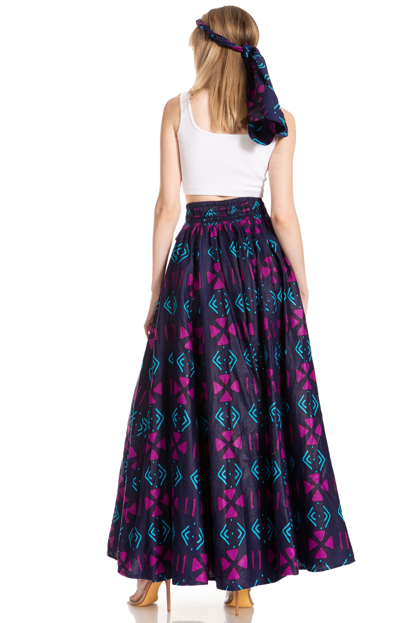 Sakkas Asma's Second Convertible Traditional Wax Print Maxi Skirt with Adjustable Straps - Concordia Style Boutique