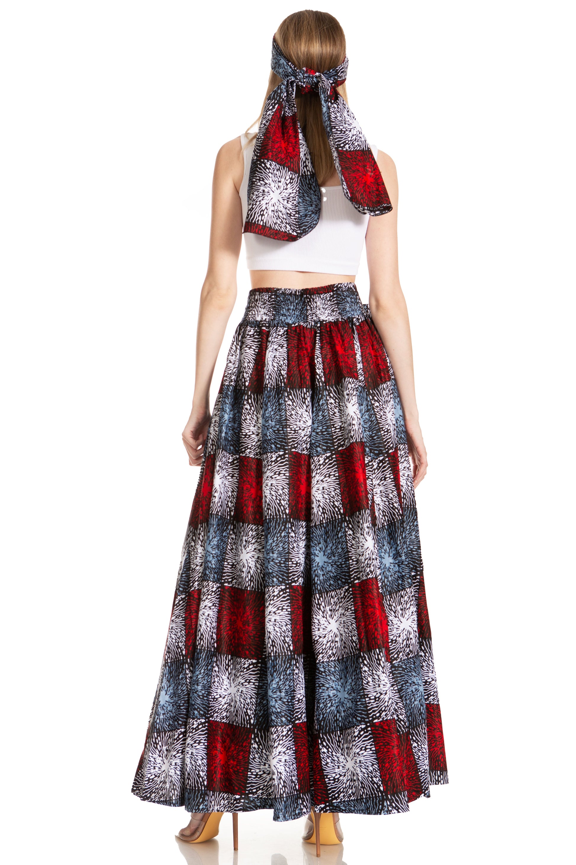 Sakkas Asma's Second Convertible Traditional Wax Print Maxi Skirt with Adjustable Straps - Concordia Style Boutique