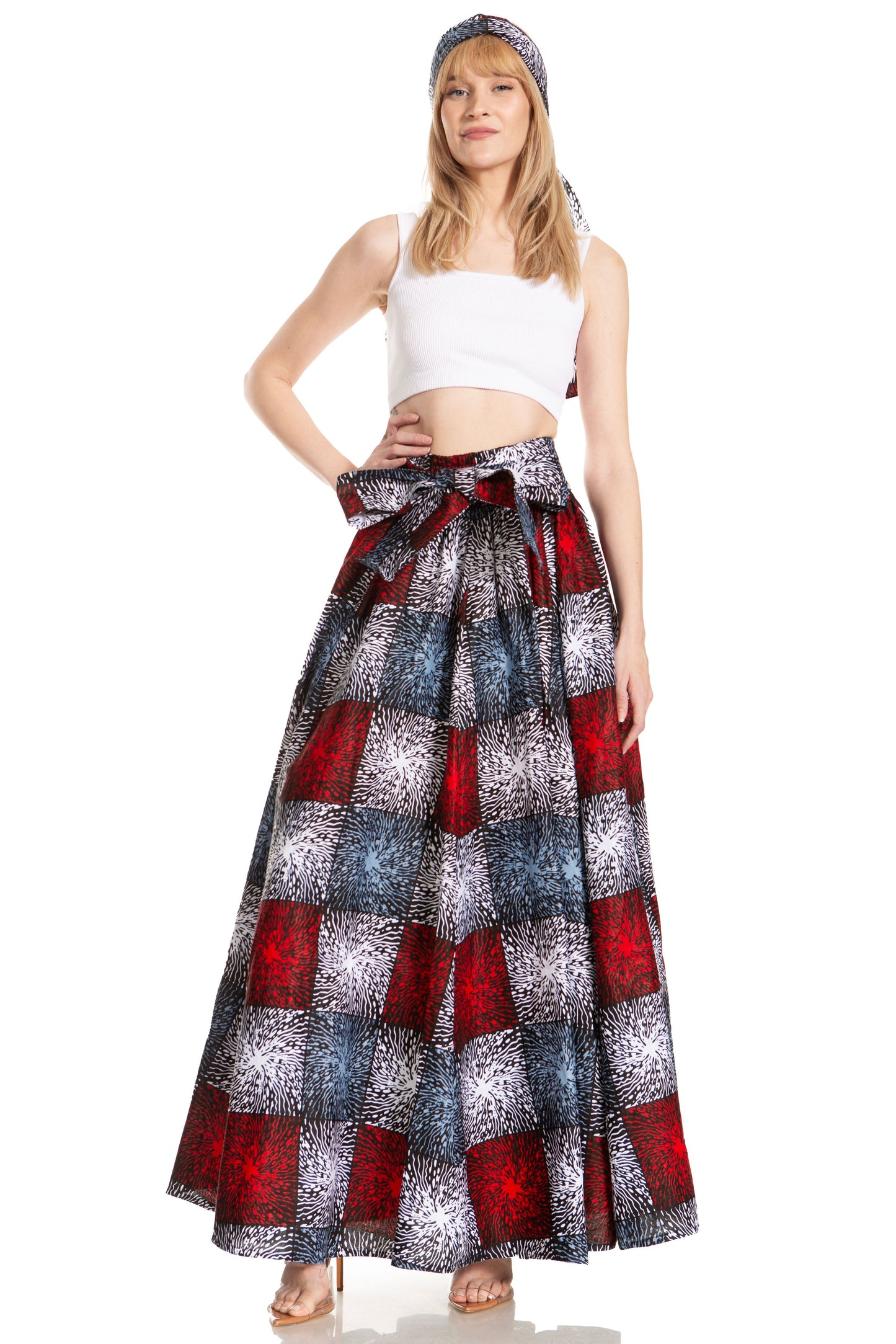 Sakkas Asma's Second Convertible Traditional Wax Print Maxi Skirt with Adjustable Straps - Concordia Style Boutique