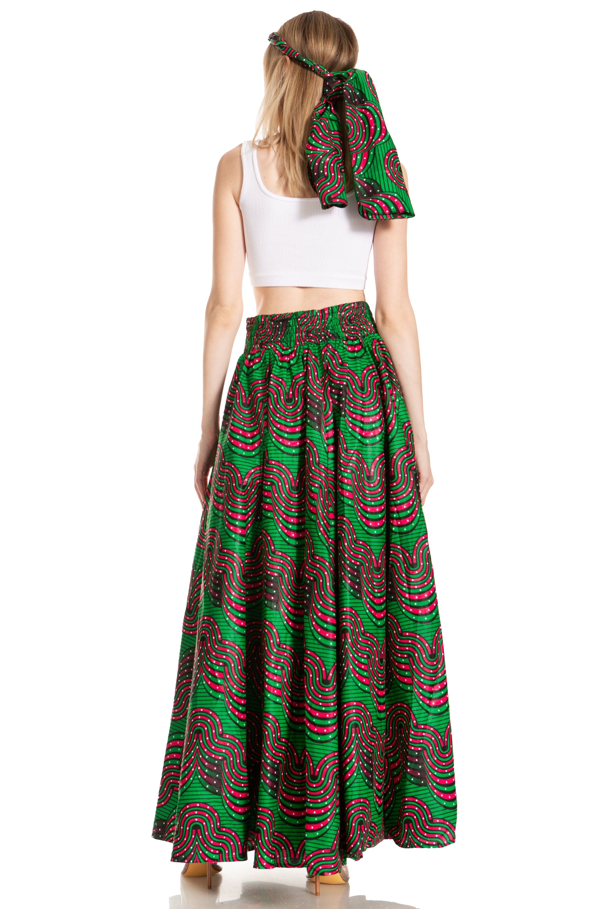 Sakkas Asma's Second Convertible Traditional Wax Print Maxi Skirt with Adjustable Straps - Concordia Style Boutique