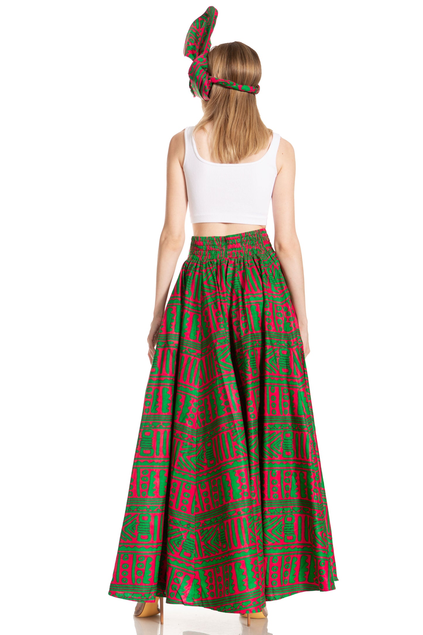 Sakkas Asma's Second Convertible Traditional Wax Print Maxi Skirt with Adjustable Straps - Concordia Style Boutique