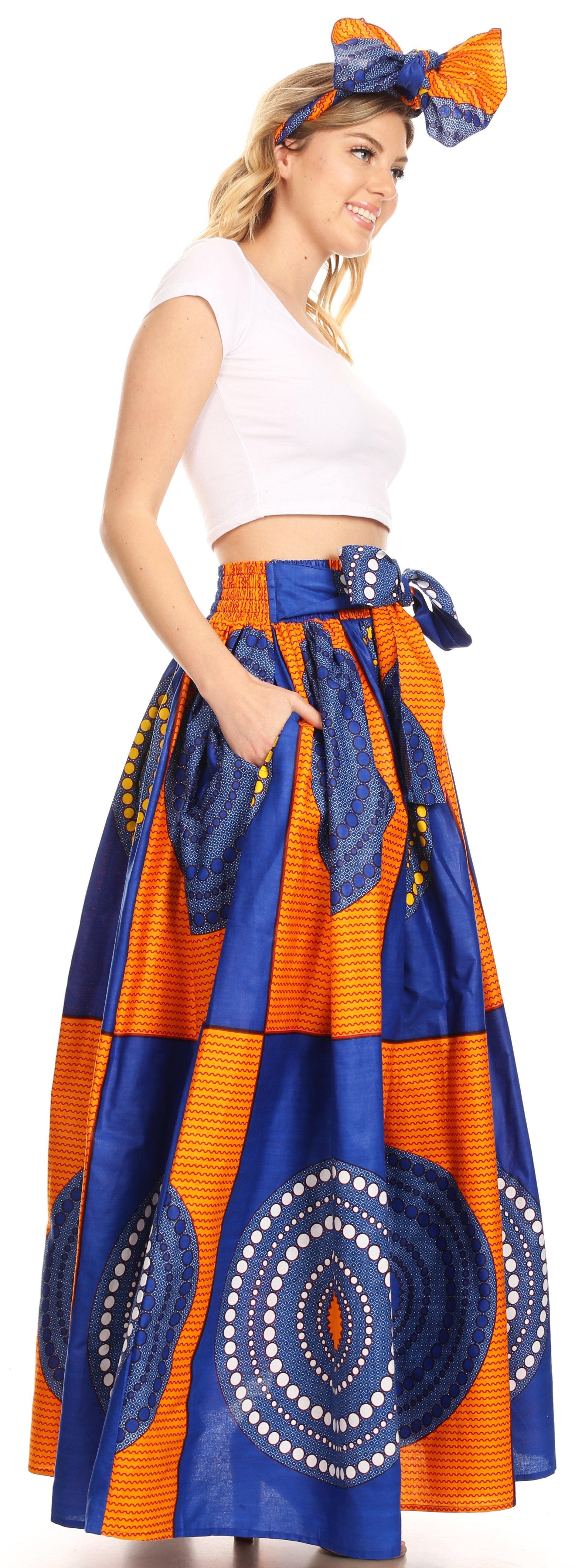 Sakkas Asma Convertible Traditional Wax Print Adjustable Strap Maxi Skirt | Dress - Concordia Style Boutique