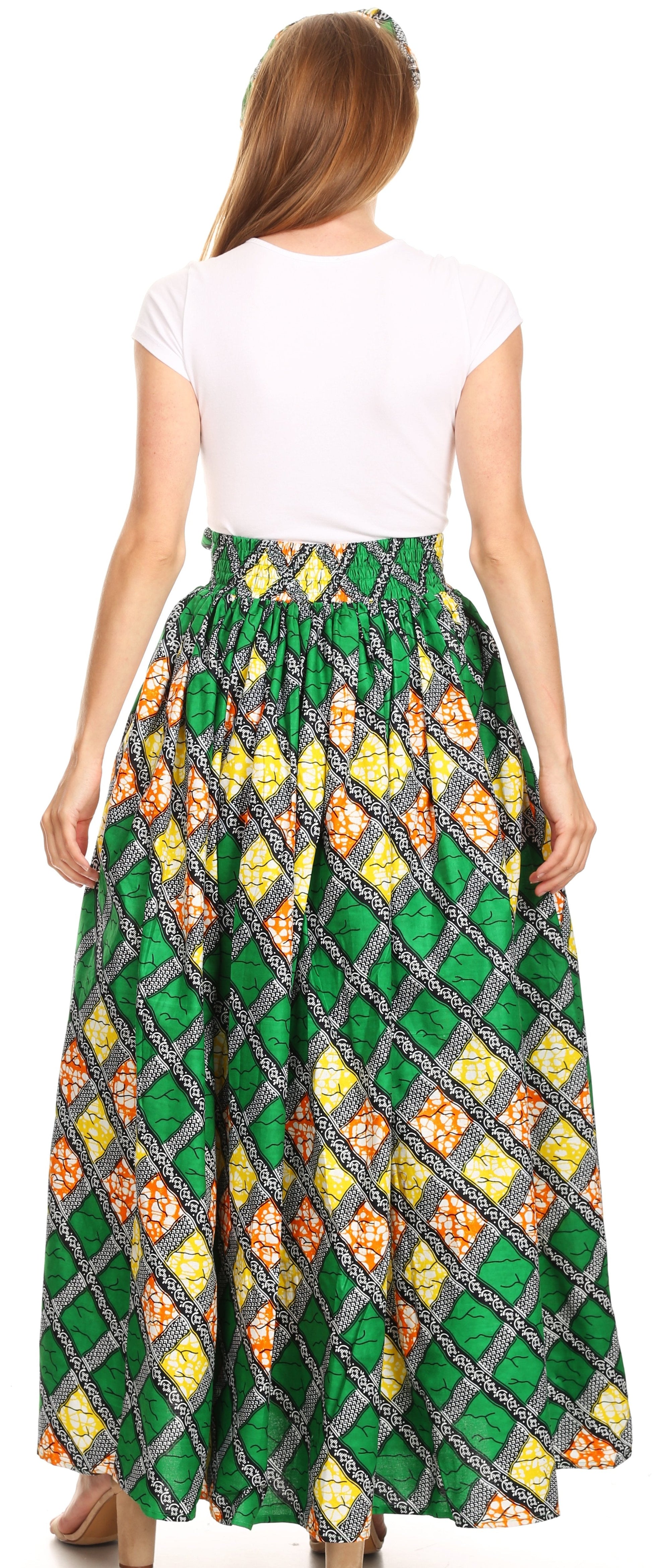 Sakkas Asma Convertible Traditional Wax Print Adjustable Strap Maxi Skirt | Dress - Concordia Style Boutique