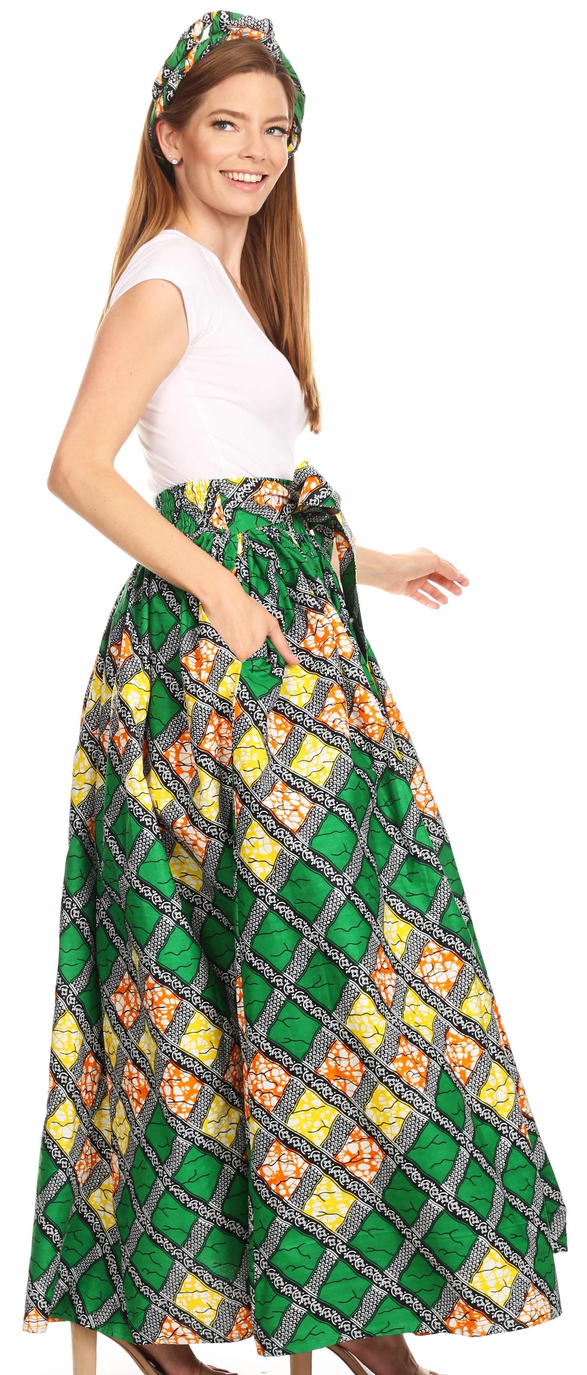 Sakkas Asma Convertible Traditional Wax Print Adjustable Strap Maxi Skirt | Dress - Concordia Style Boutique