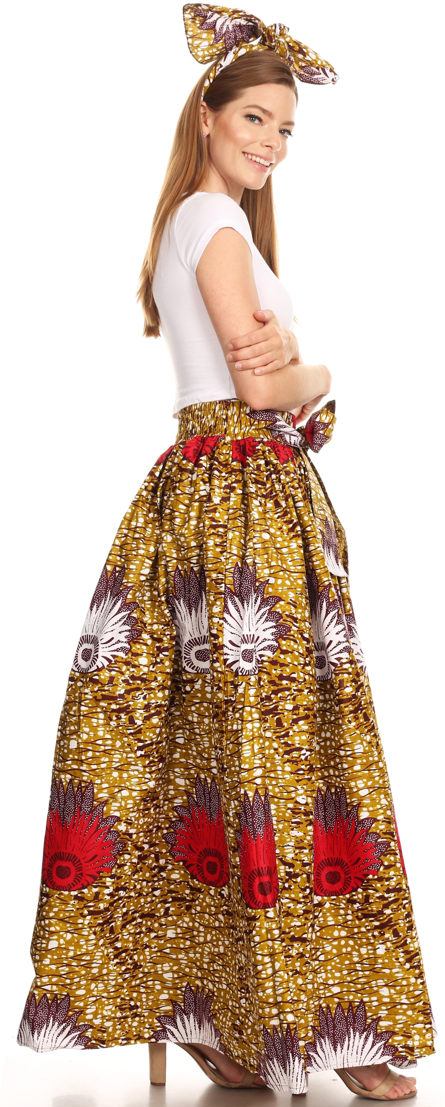 Sakkas Asma Convertible Traditional Wax Print Adjustable Strap Maxi Skirt | Dress - Concordia Style Boutique