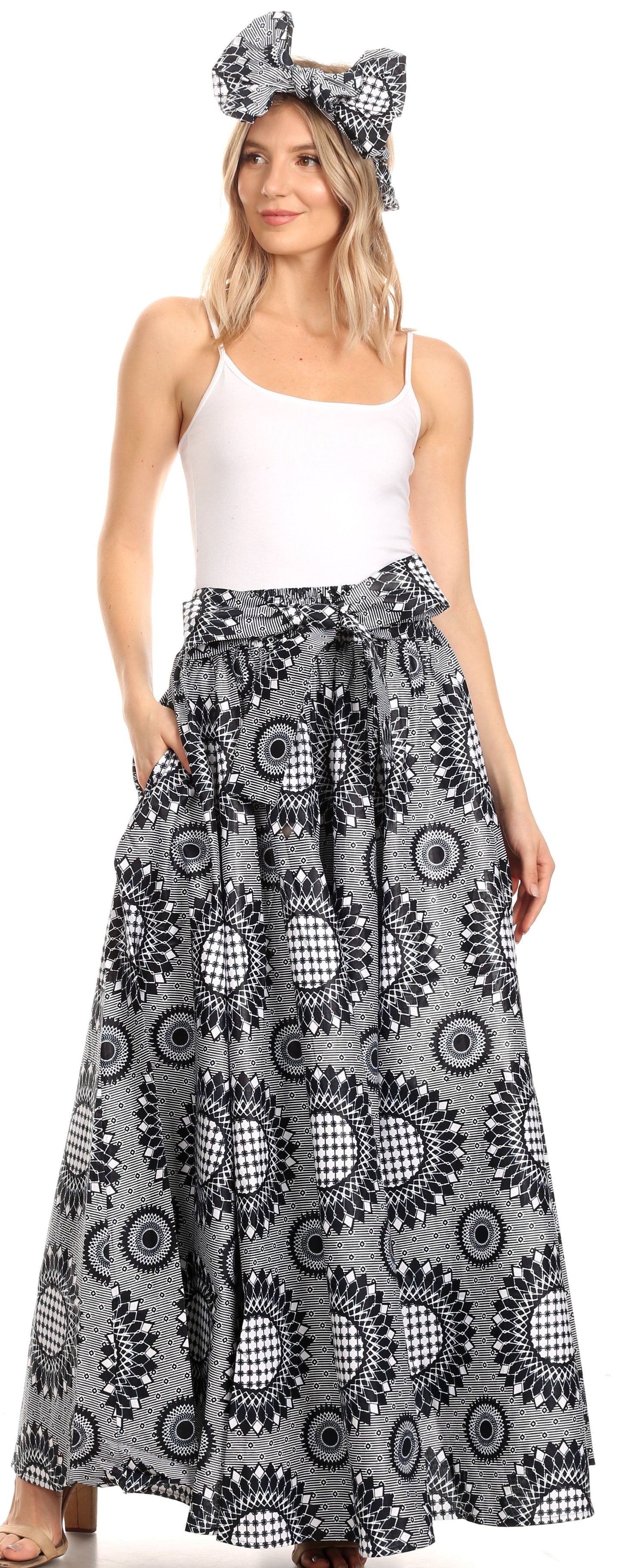 Sakkas Asma Convertible Traditional Wax Print Adjustable Strap Maxi Skirt | Dress - Concordia Style Boutique