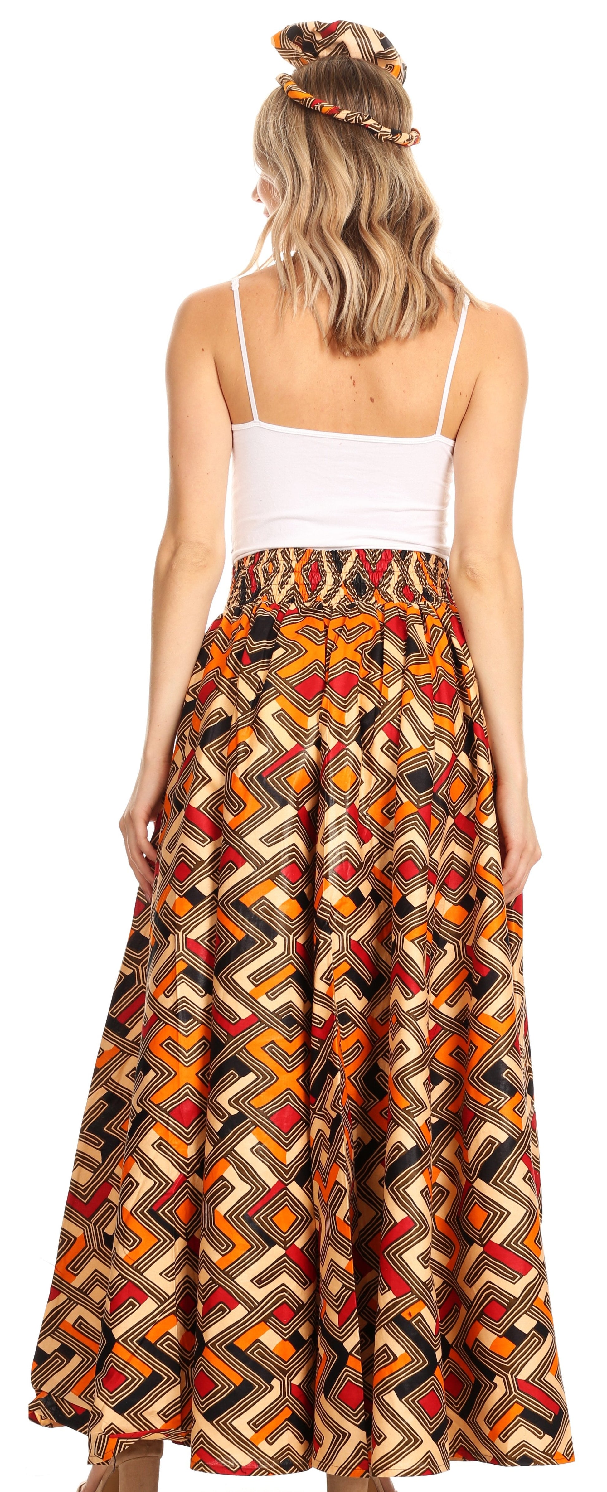 Sakkas Asma Convertible Traditional Wax Print Adjustable Strap Maxi Skirt | Dress - Concordia Style Boutique