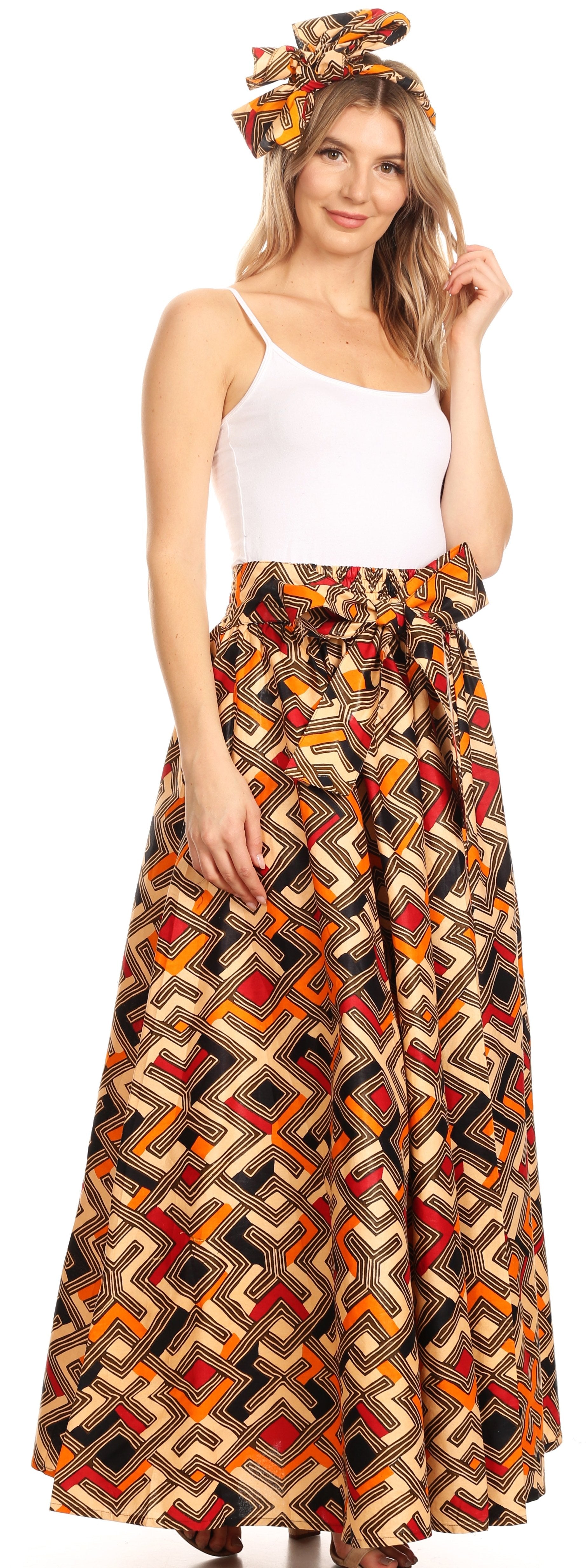 Sakkas Asma Convertible Traditional Wax Print Adjustable Strap Maxi Skirt | Dress - Concordia Style Boutique