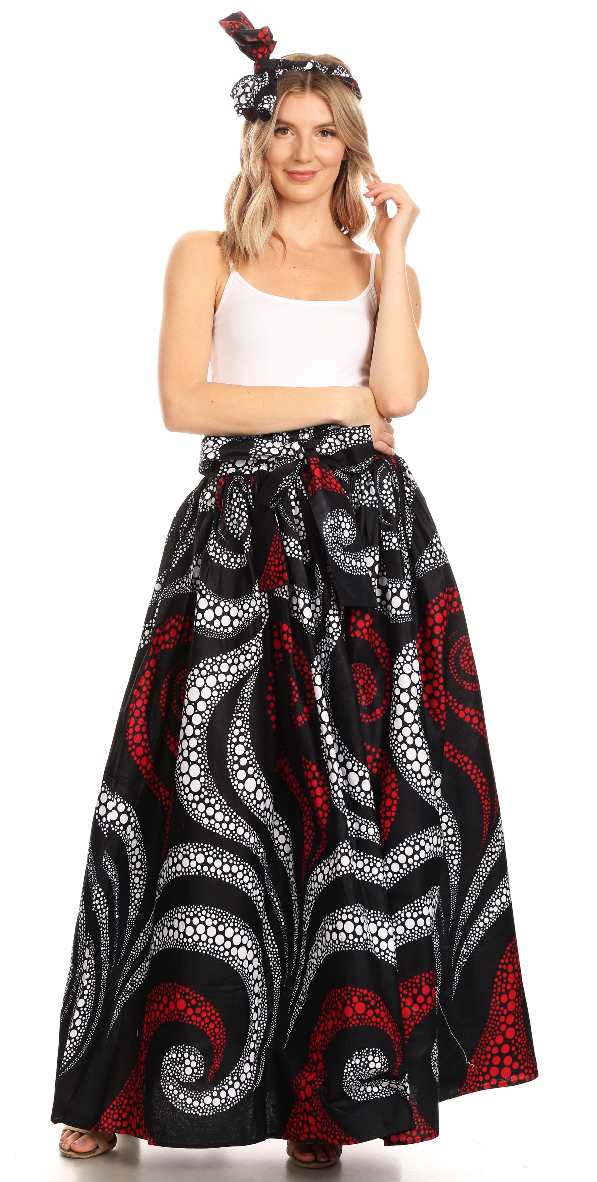 Sakkas Asma Convertible Traditional Wax Print Adjustable Strap Maxi Skirt | Dress - Concordia Style Boutique