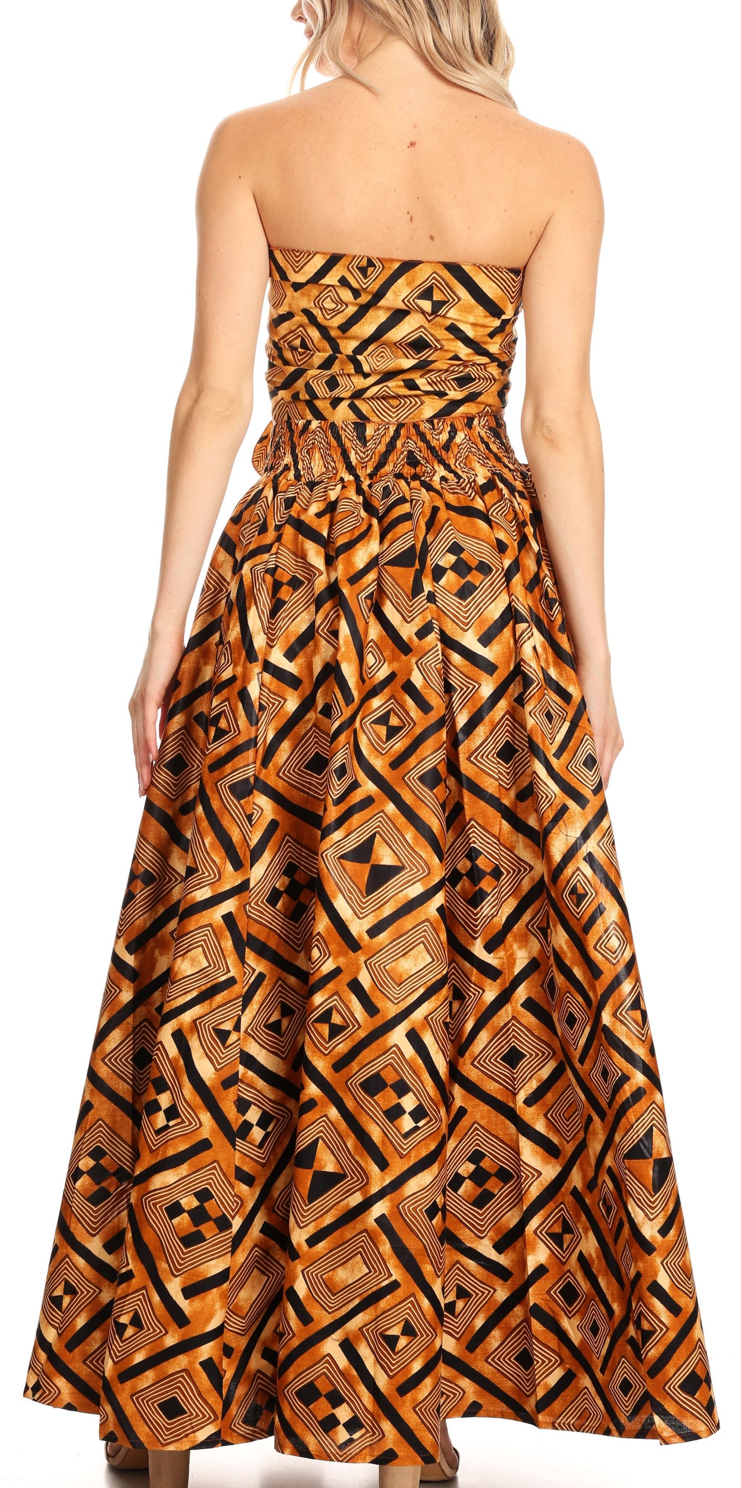 Sakkas Asma Convertible Traditional Wax Print Adjustable Strap Maxi Skirt | Dress - Concordia Style Boutique