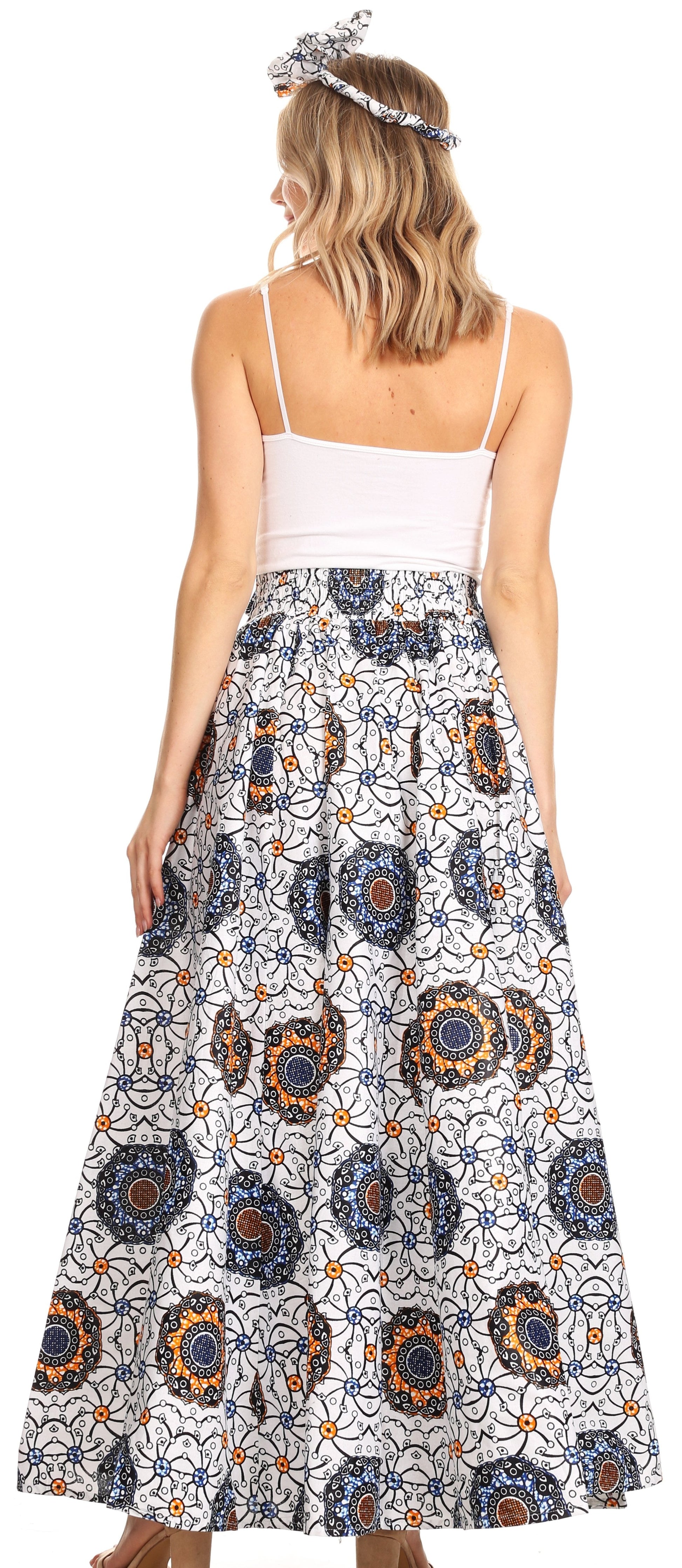 Sakkas Asma Convertible Traditional Wax Print Adjustable Strap Maxi Skirt | Dress - Concordia Style Boutique