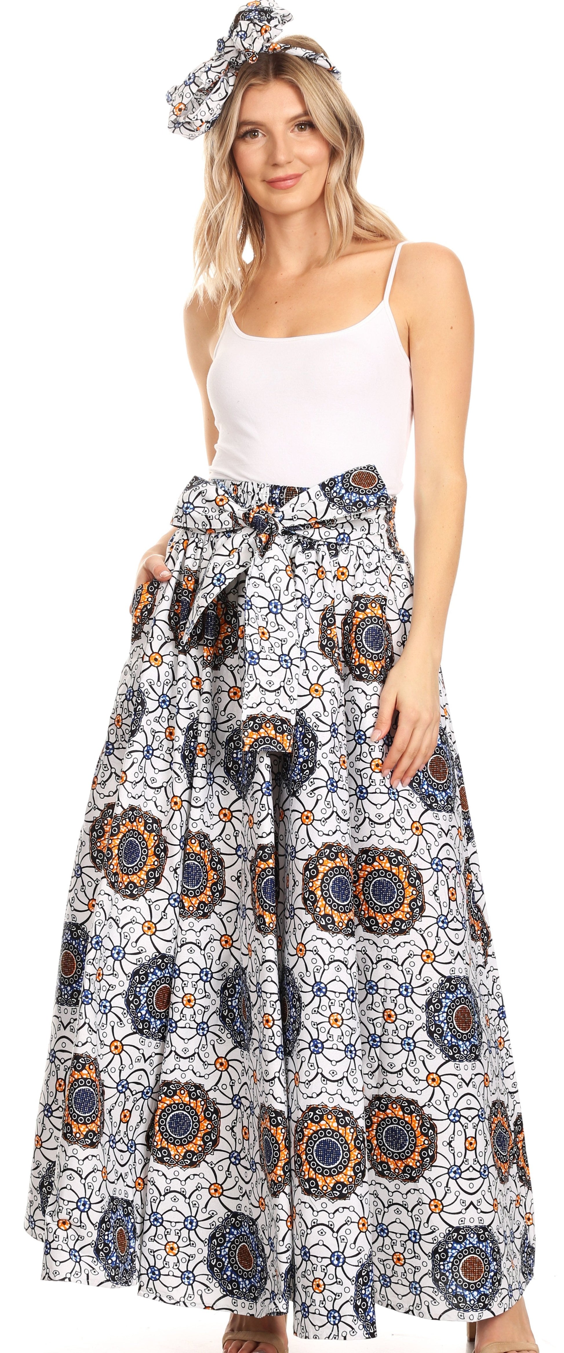Sakkas Asma Convertible Traditional Wax Print Adjustable Strap Maxi Skirt | Dress - Concordia Style Boutique
