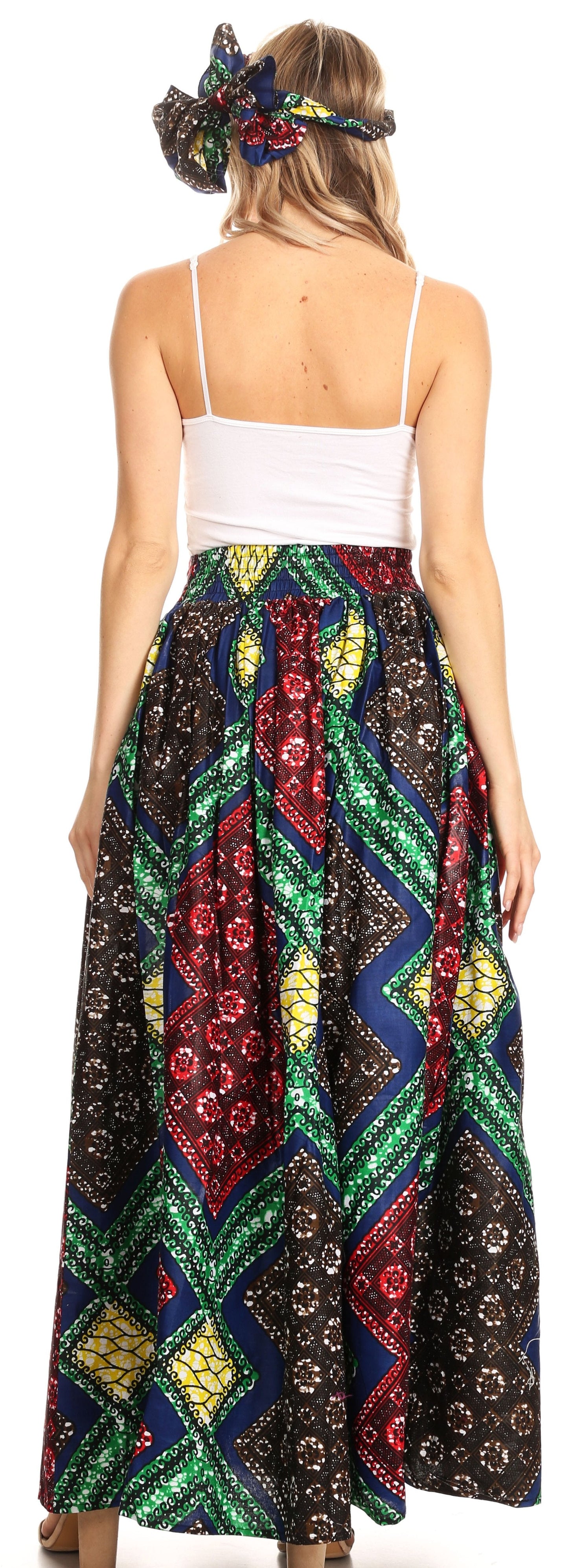 Sakkas Asma Convertible Traditional Wax Print Adjustable Strap Maxi Skirt | Dress - Concordia Style Boutique