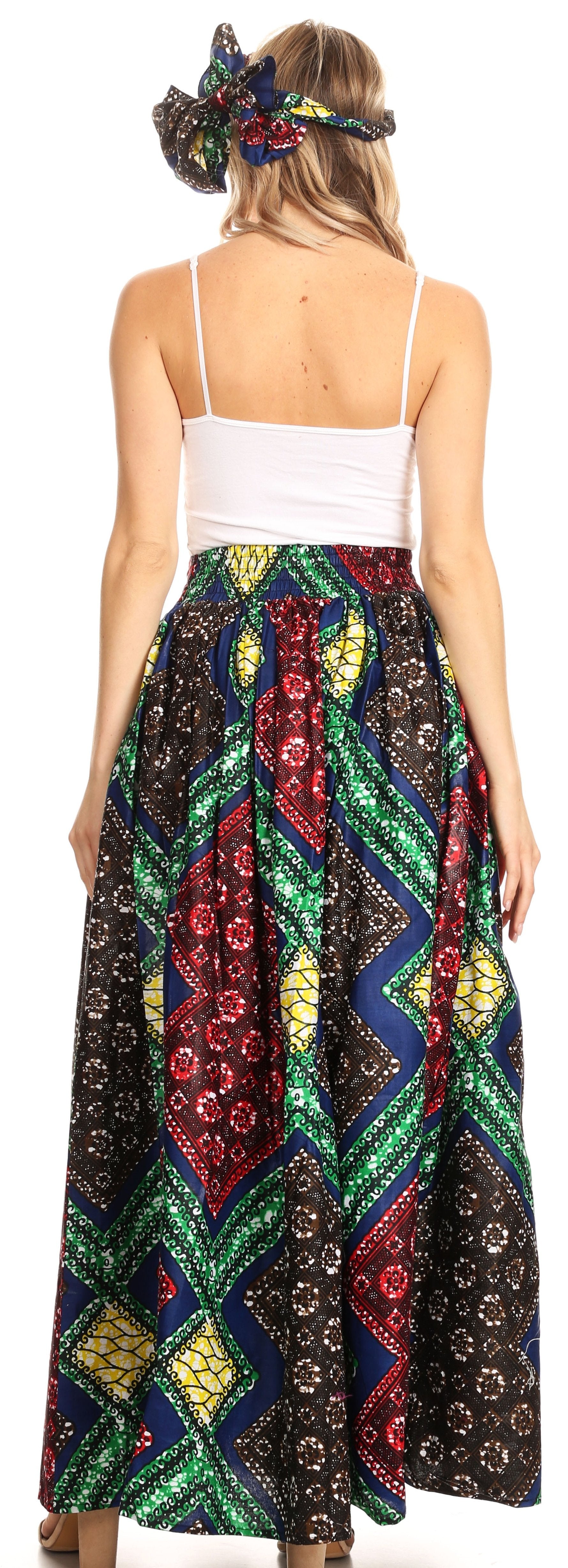 Sakkas Asma Convertible Traditional Wax Print Adjustable Strap Maxi Skirt | Dress - Concordia Style Boutique