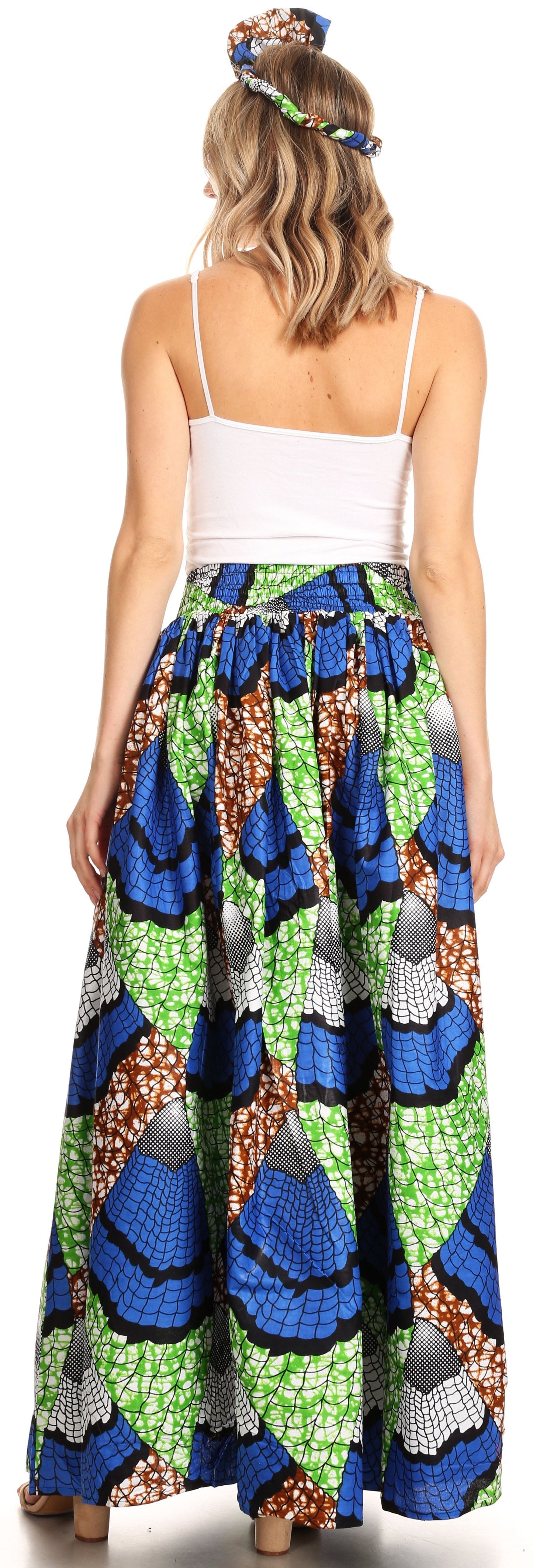 Sakkas Asma Convertible Traditional Wax Print Adjustable Strap Maxi Skirt | Dress - Concordia Style Boutique