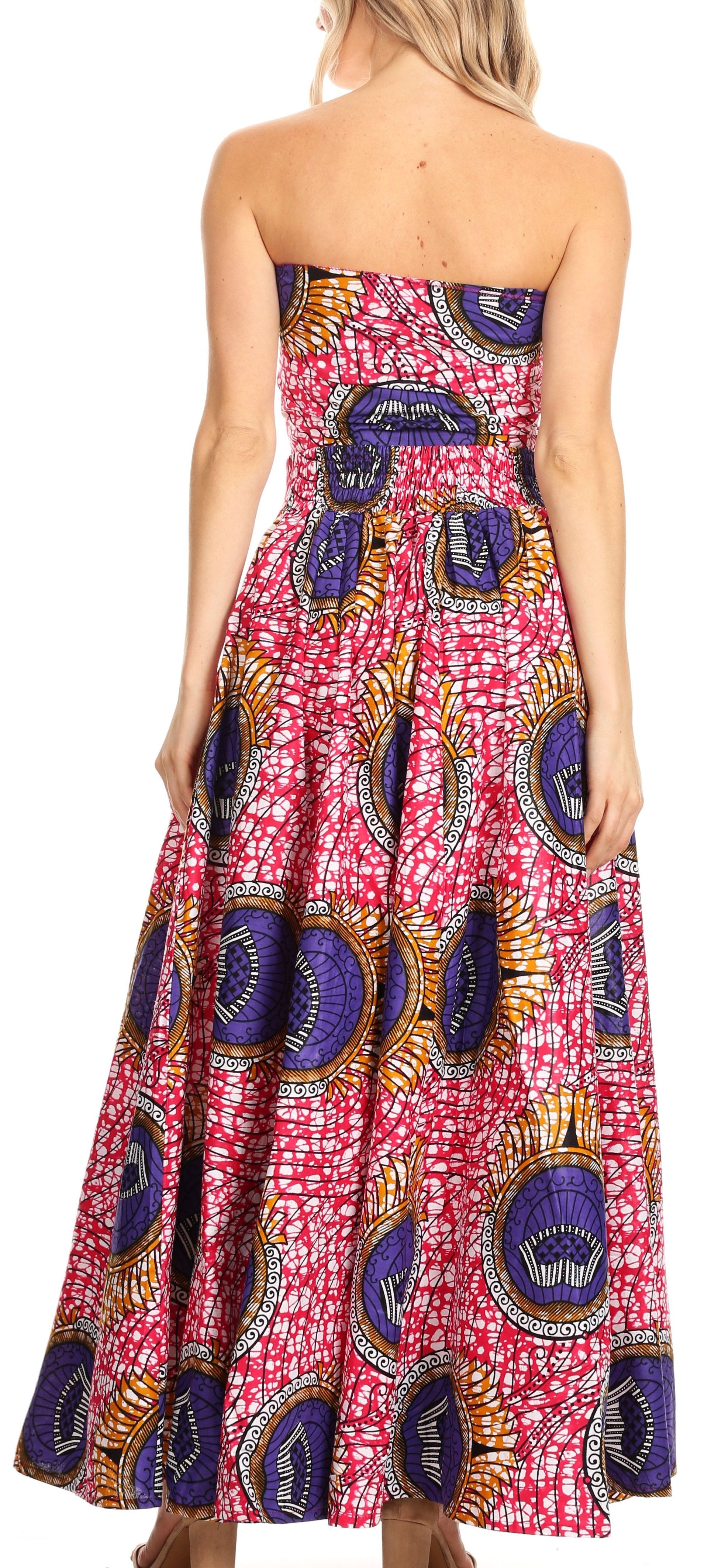 Sakkas Asma Convertible Traditional Wax Print Adjustable Strap Maxi Skirt | Dress - Concordia Style Boutique