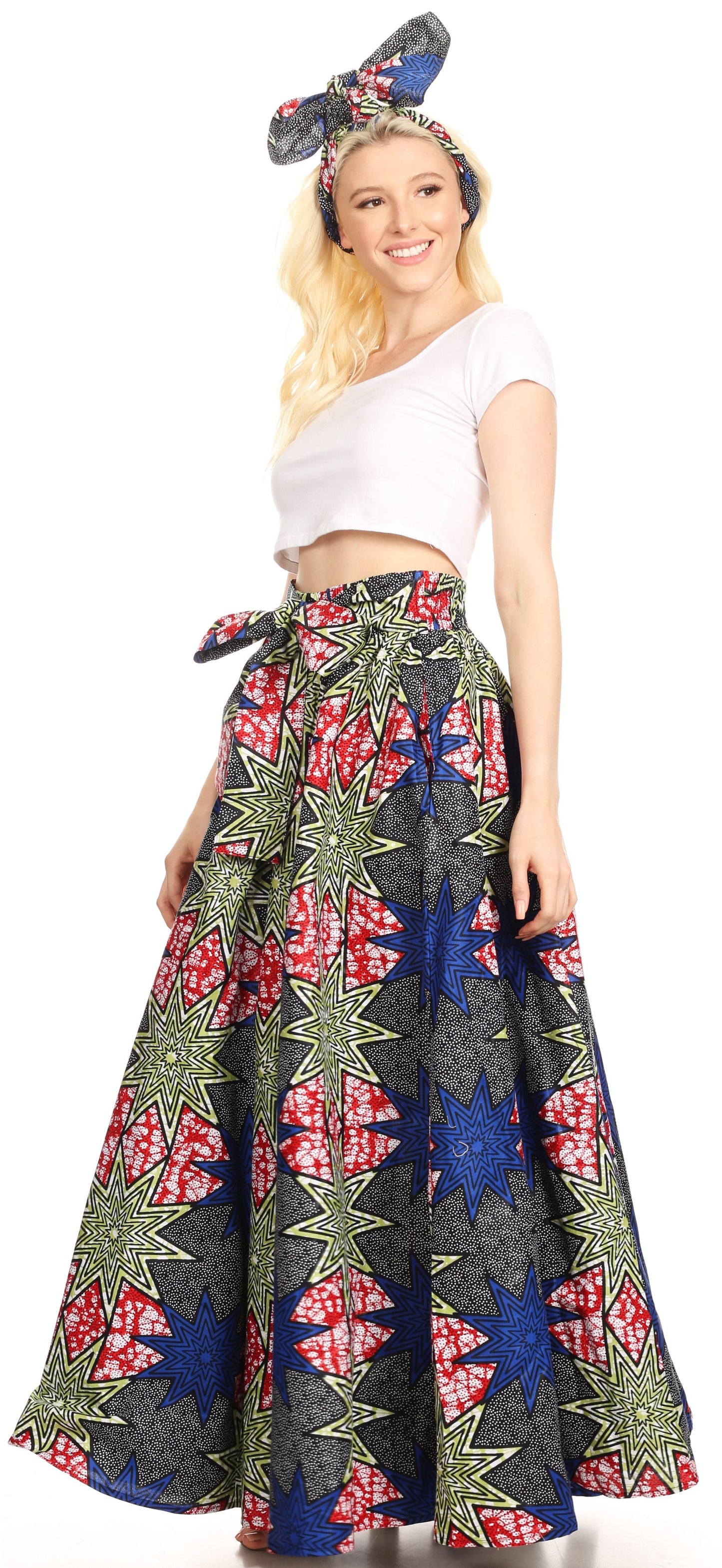 Sakkas Asma Convertible Traditional Wax Print Adjustable Strap Maxi Skirt | Dress - Concordia Style Boutique