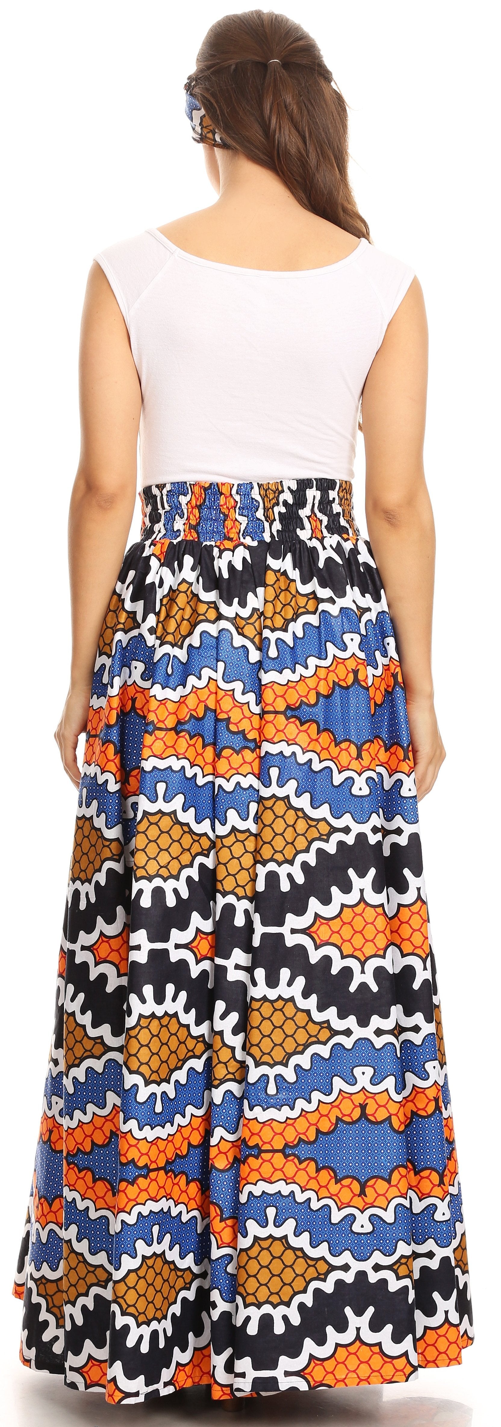 Sakkas Asma Convertible Traditional Wax Print Adjustable Strap Maxi Skirt | Dress - Concordia Style Boutique