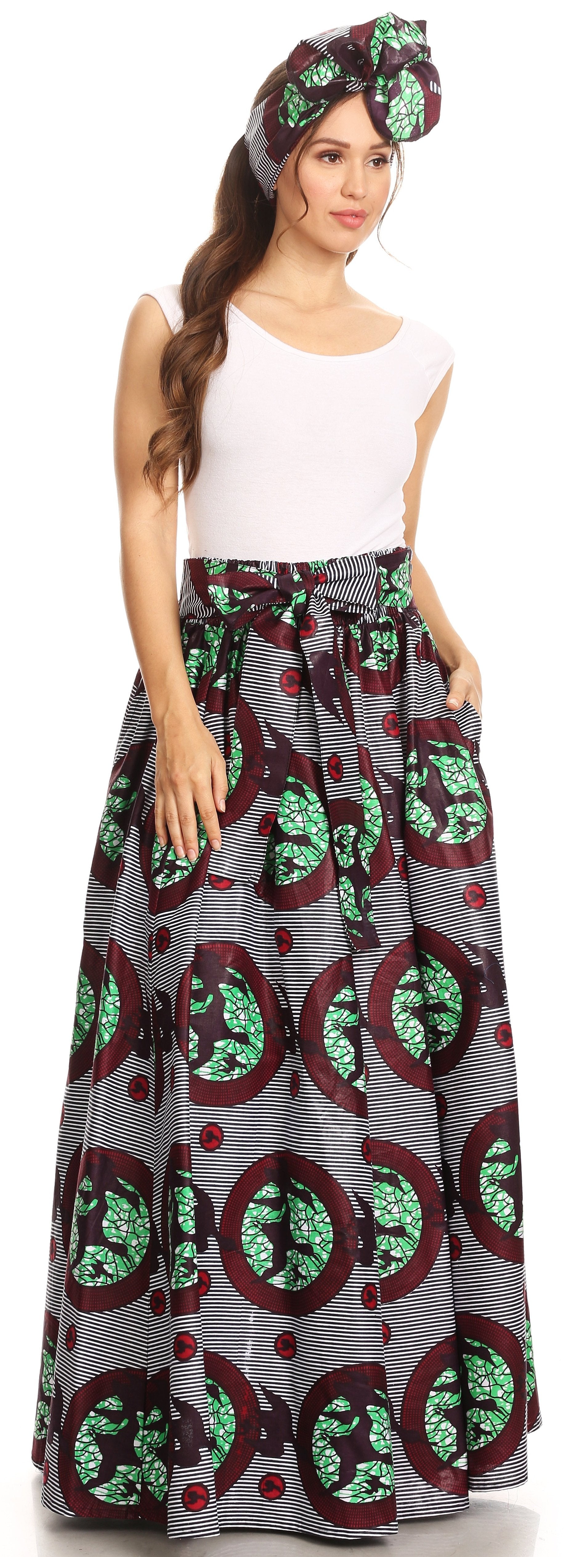 Sakkas Asma Convertible Traditional Wax Print Adjustable Strap Maxi Skirt | Dress - Concordia Style Boutique