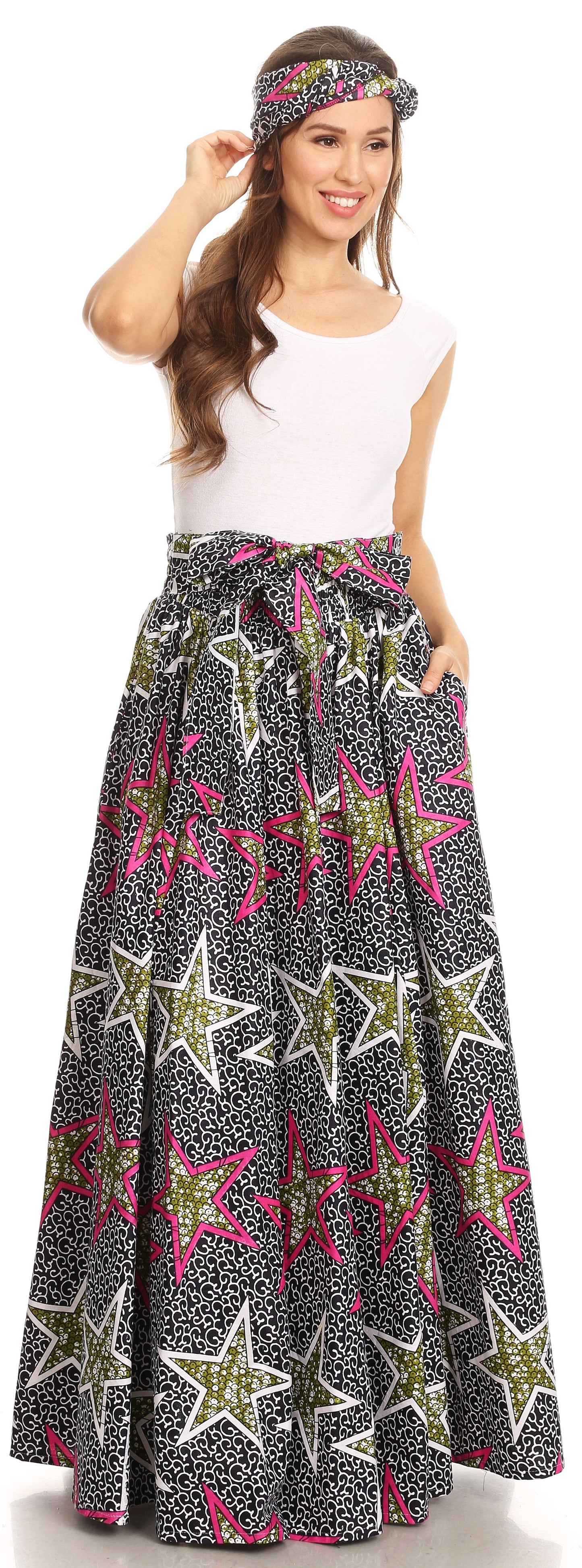 Sakkas Asma Convertible Traditional Wax Print Adjustable Strap Maxi Skirt | Dress - Concordia Style Boutique