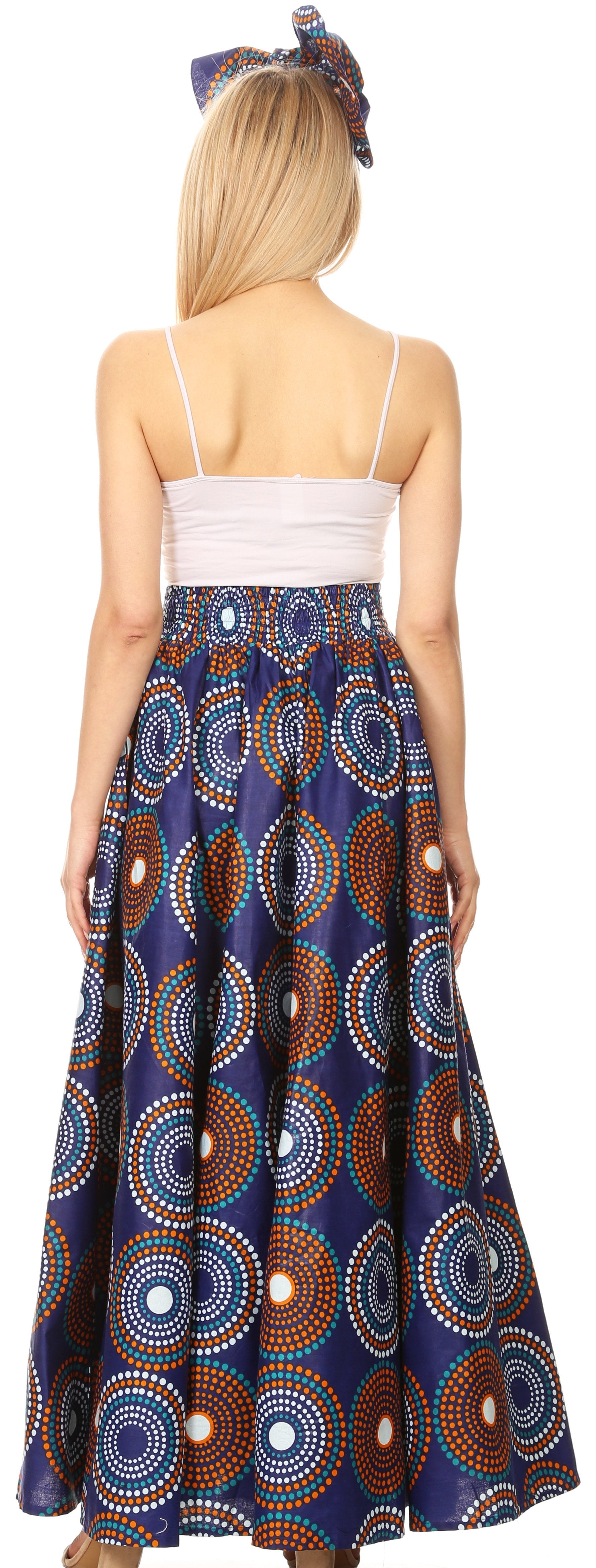 Sakkas Asma Convertible Traditional Wax Print Adjustable Strap Maxi Skirt | Dress - Concordia Style Boutique
