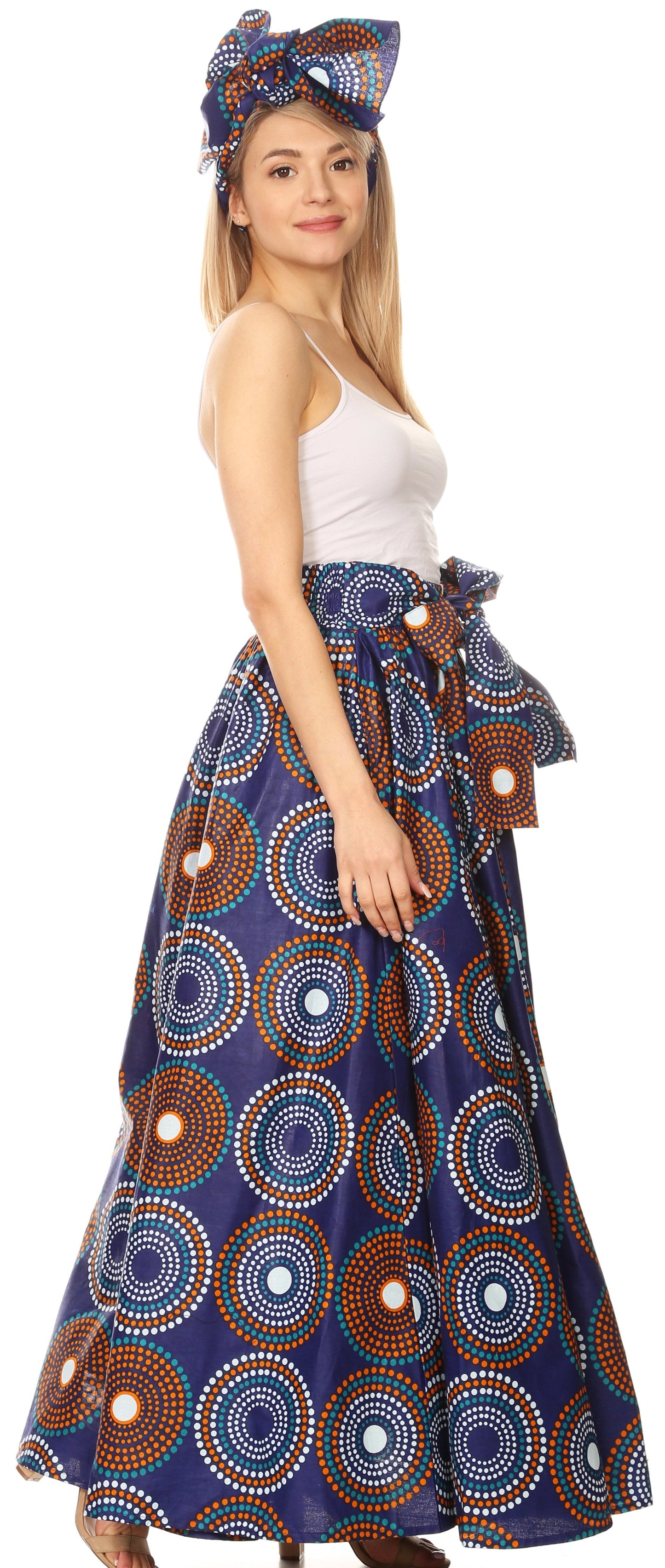 Sakkas Asma Convertible Traditional Wax Print Adjustable Strap Maxi Skirt | Dress - Concordia Style Boutique