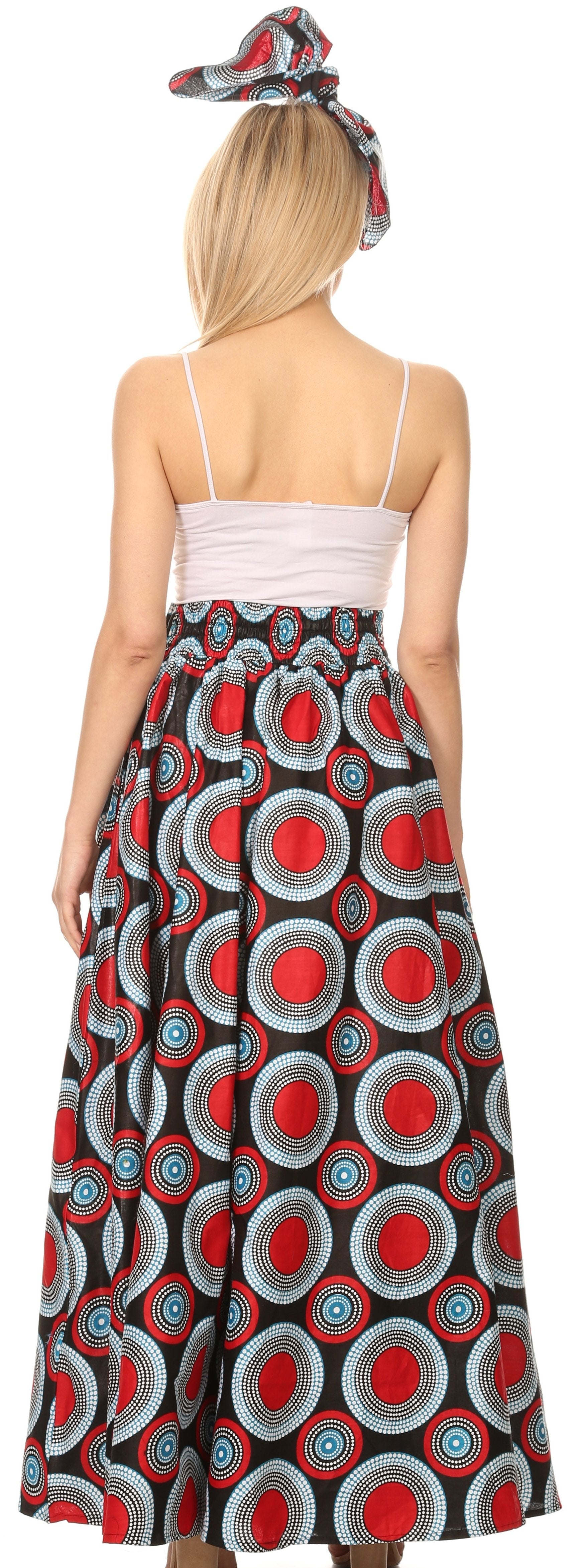 Sakkas Asma Convertible Traditional Wax Print Adjustable Strap Maxi Skirt | Dress - Concordia Style Boutique