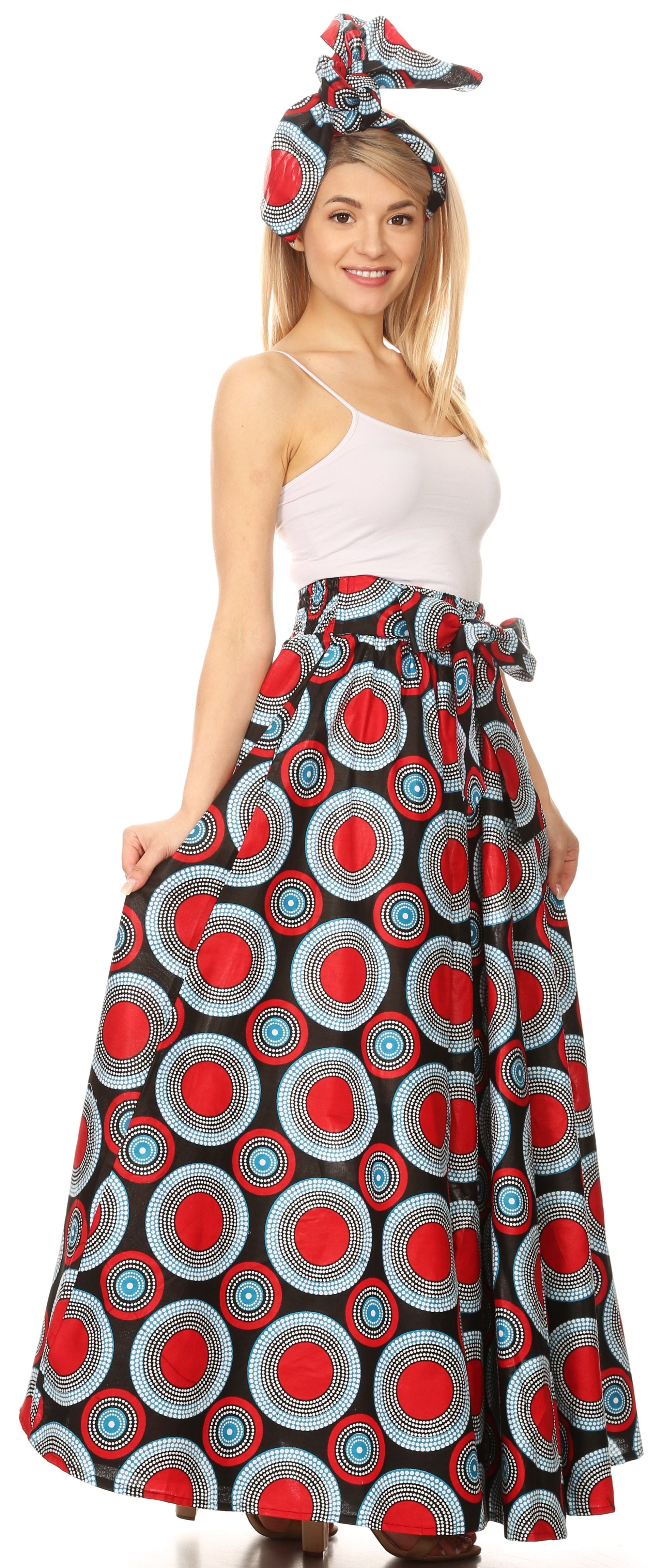 Sakkas Asma Convertible Traditional Wax Print Adjustable Strap Maxi Skirt | Dress - Concordia Style Boutique