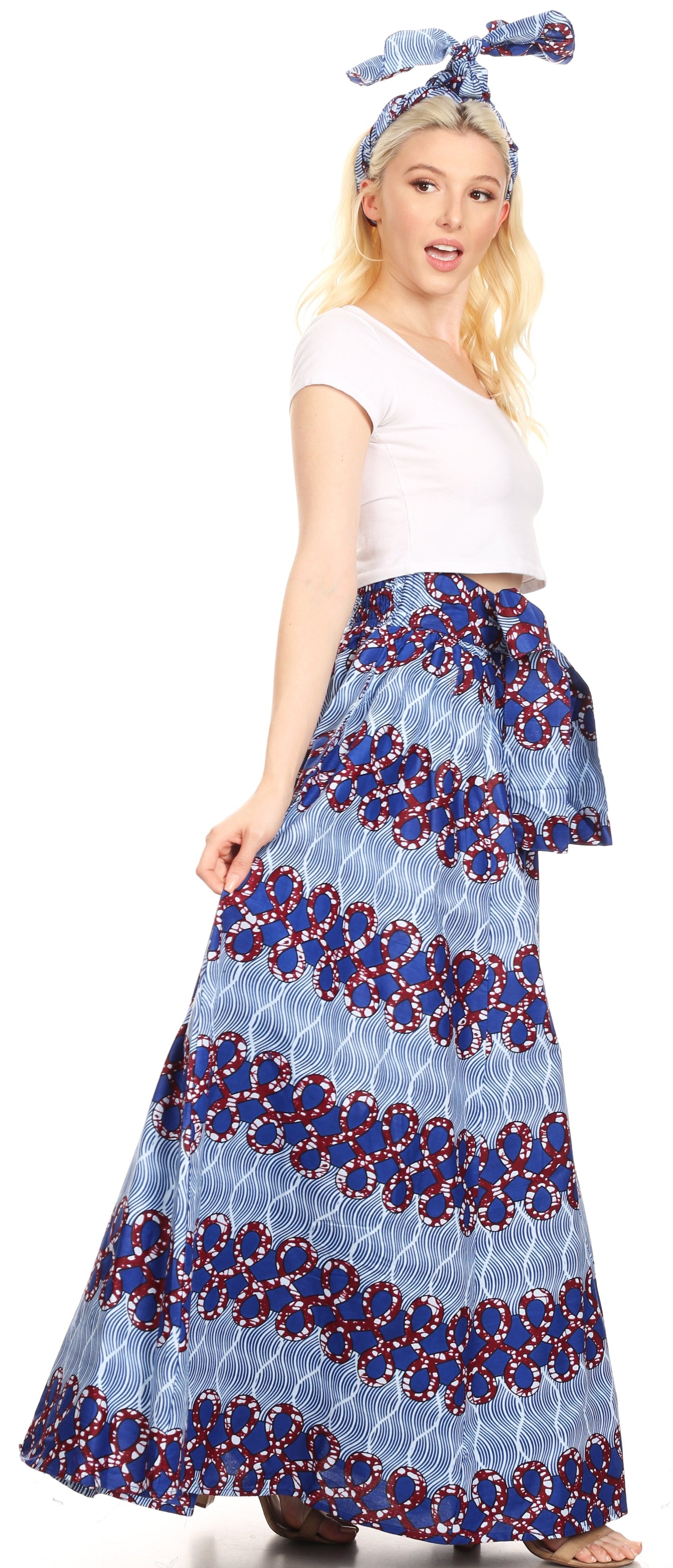 Sakkas Asma Convertible Traditional Wax Print Adjustable Strap Maxi Skirt | Dress - Concordia Style Boutique