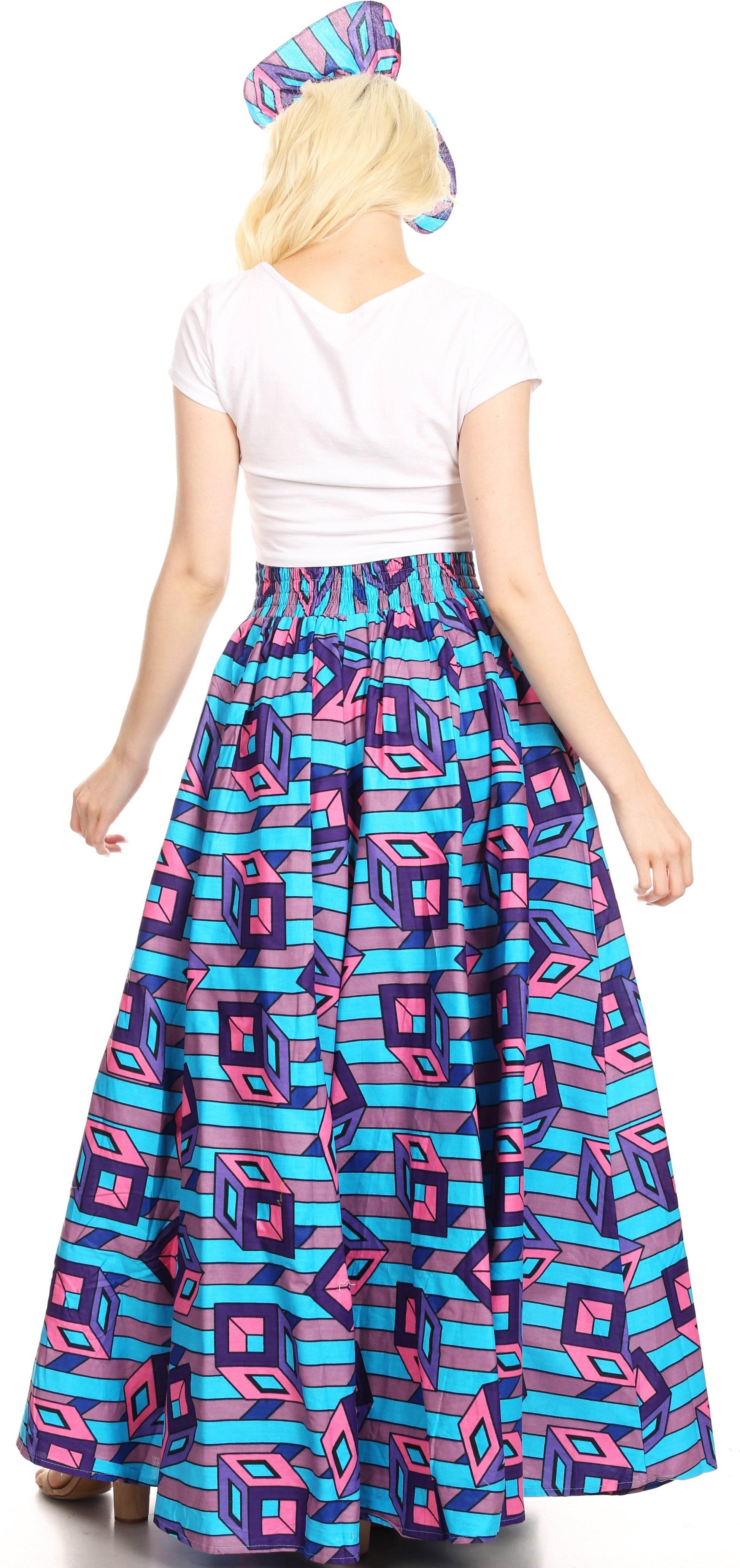 Sakkas Asma Convertible Traditional Wax Print Adjustable Strap Maxi Skirt | Dress - Concordia Style Boutique