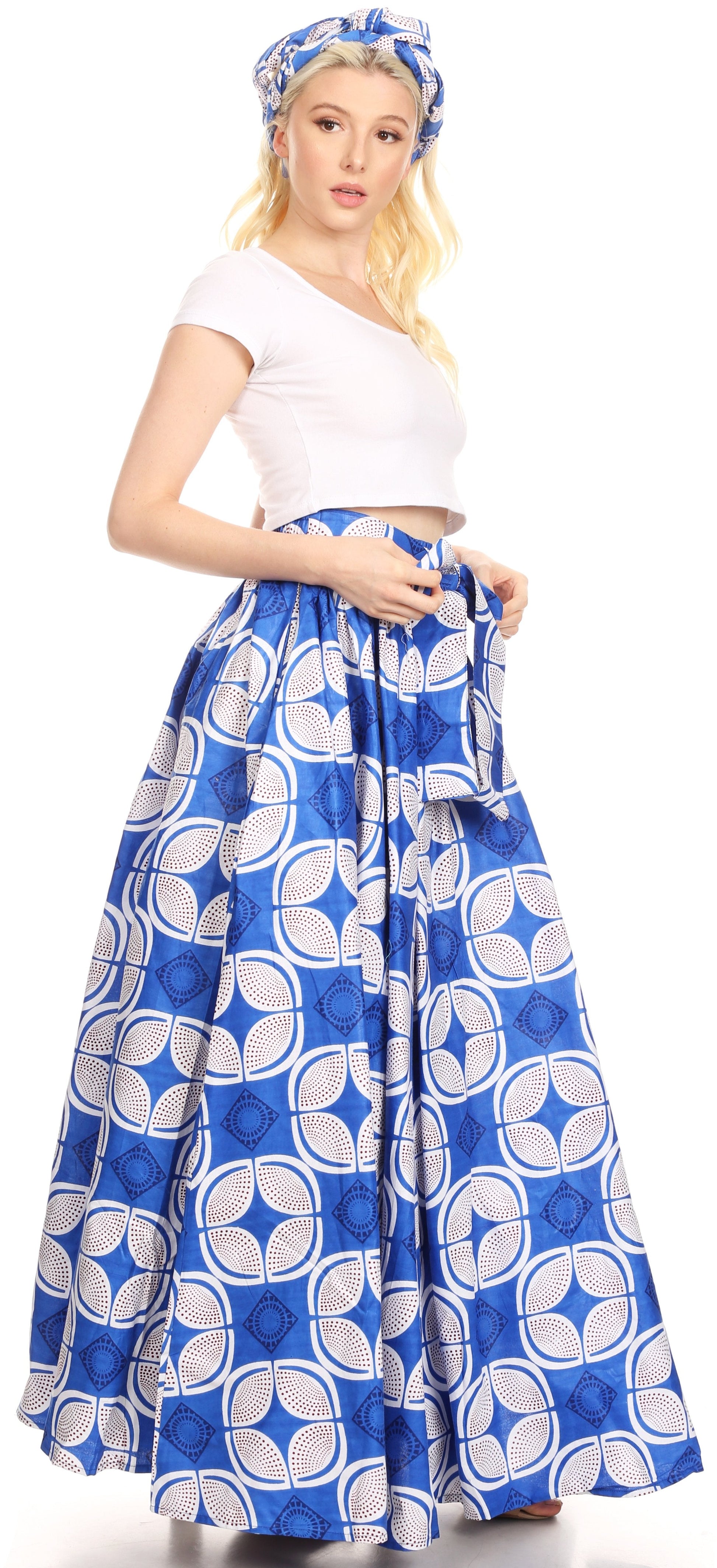 Sakkas Asma Convertible Traditional Wax Print Adjustable Strap Maxi Skirt | Dress - Concordia Style Boutique