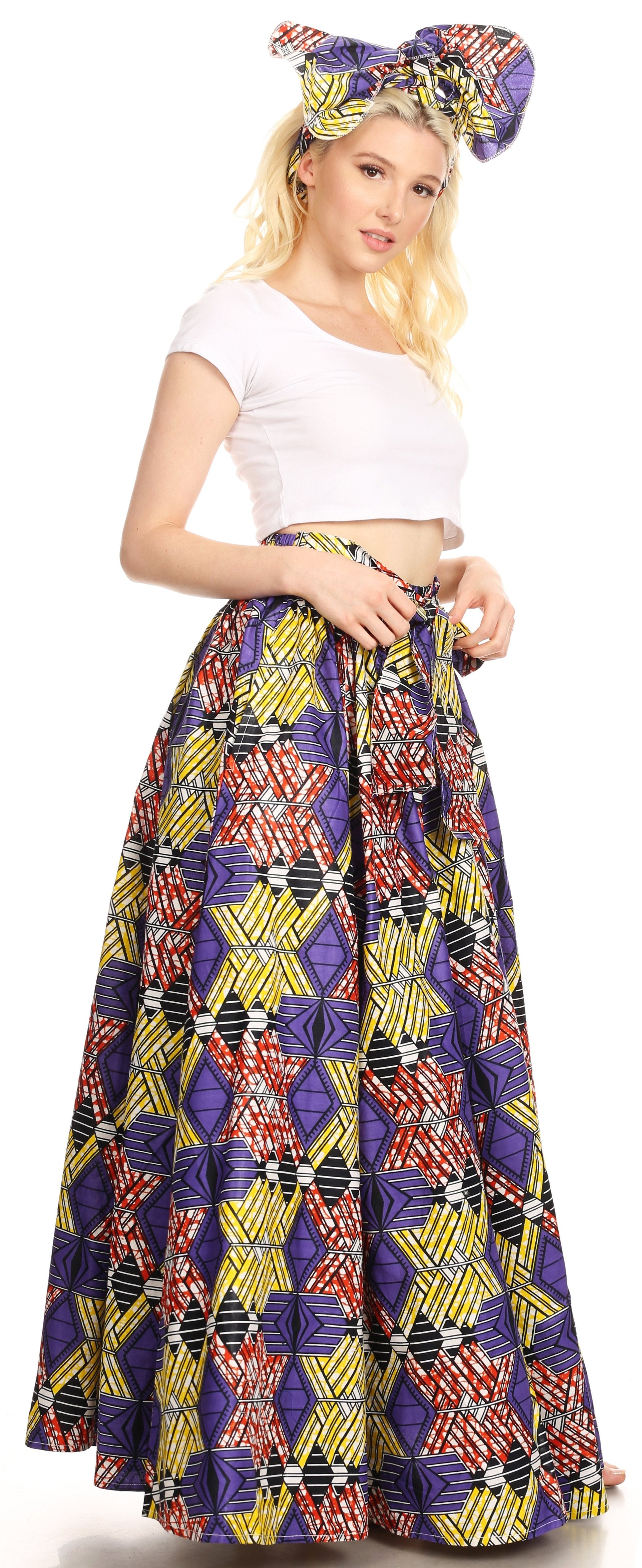 Sakkas Asma Convertible Traditional Wax Print Adjustable Strap Maxi Skirt | Dress - Concordia Style Boutique