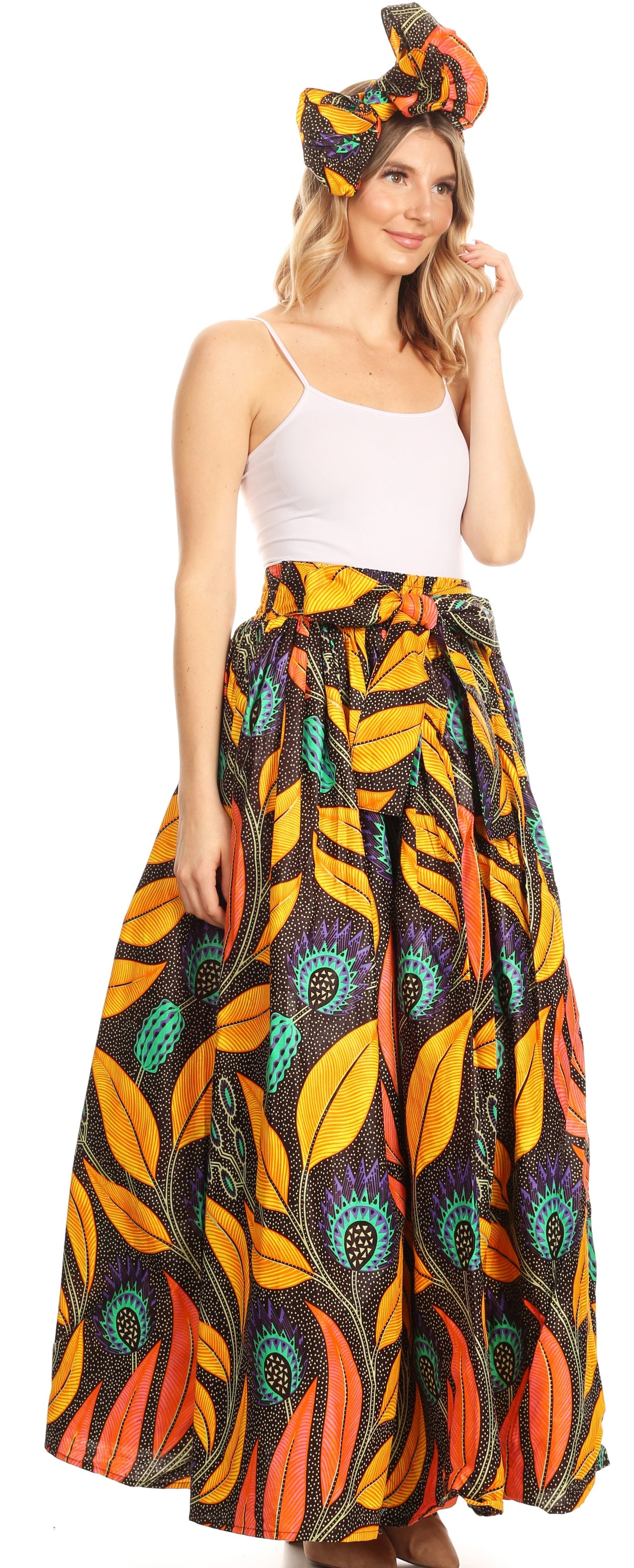 Sakkas Asma Convertible Traditional Wax Print Adjustable Strap Maxi Skirt | Dress - Concordia Style Boutique