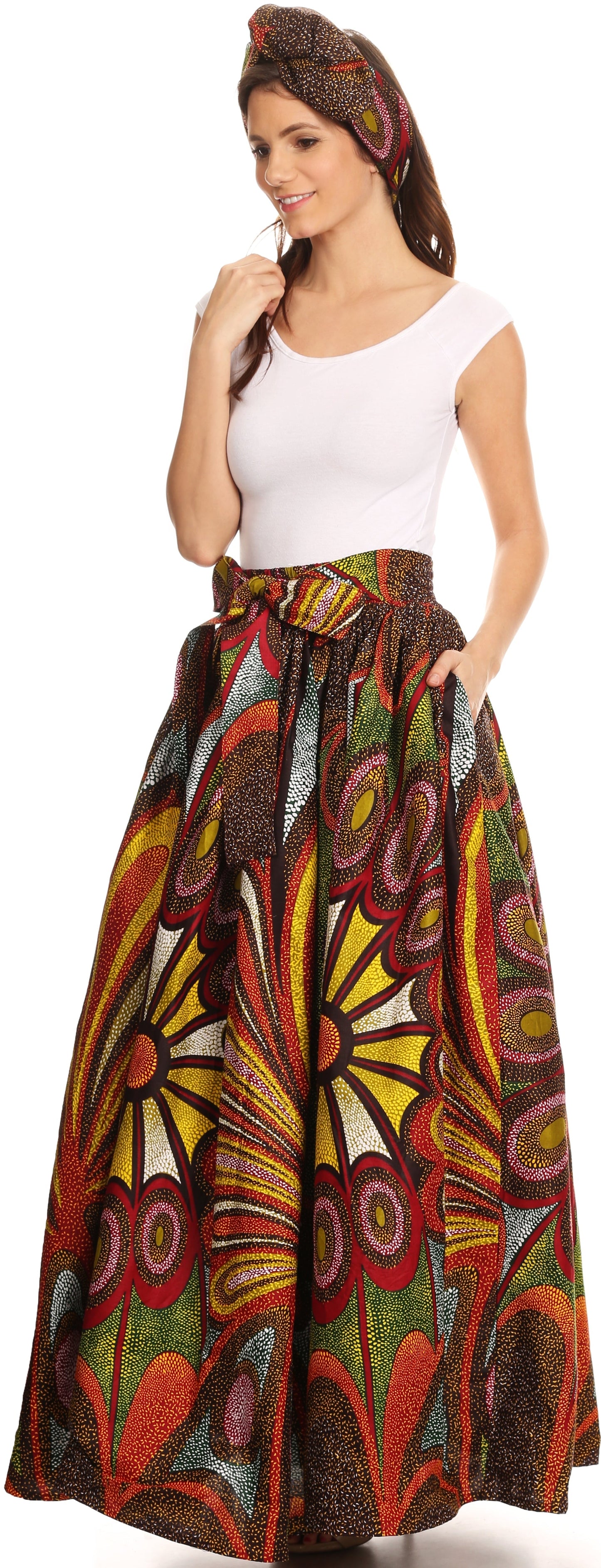 Sakkas Asma Convertible Traditional Wax Print Adjustable Strap Maxi Skirt | Dress - Concordia Style Boutique