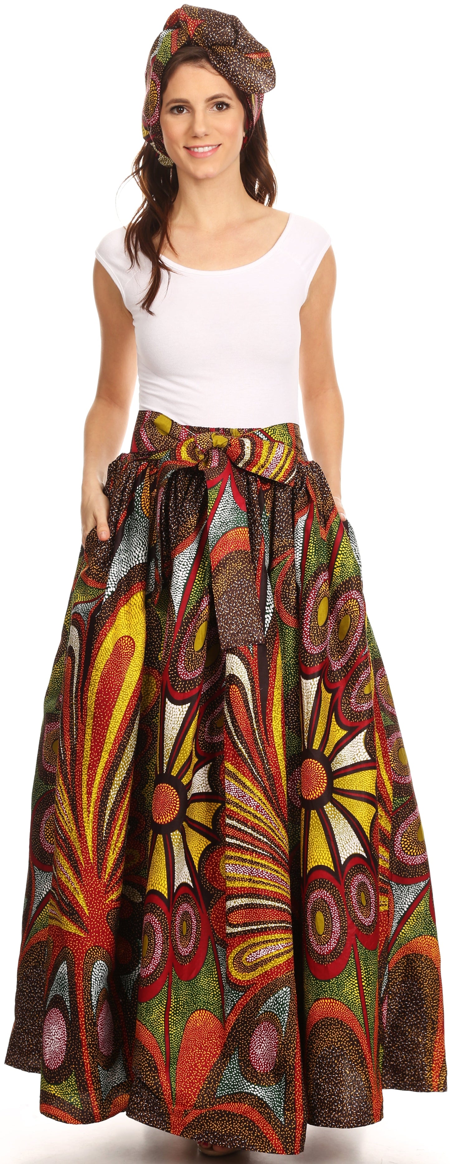 Sakkas Asma Convertible Traditional Wax Print Adjustable Strap Maxi Skirt | Dress - Concordia Style Boutique