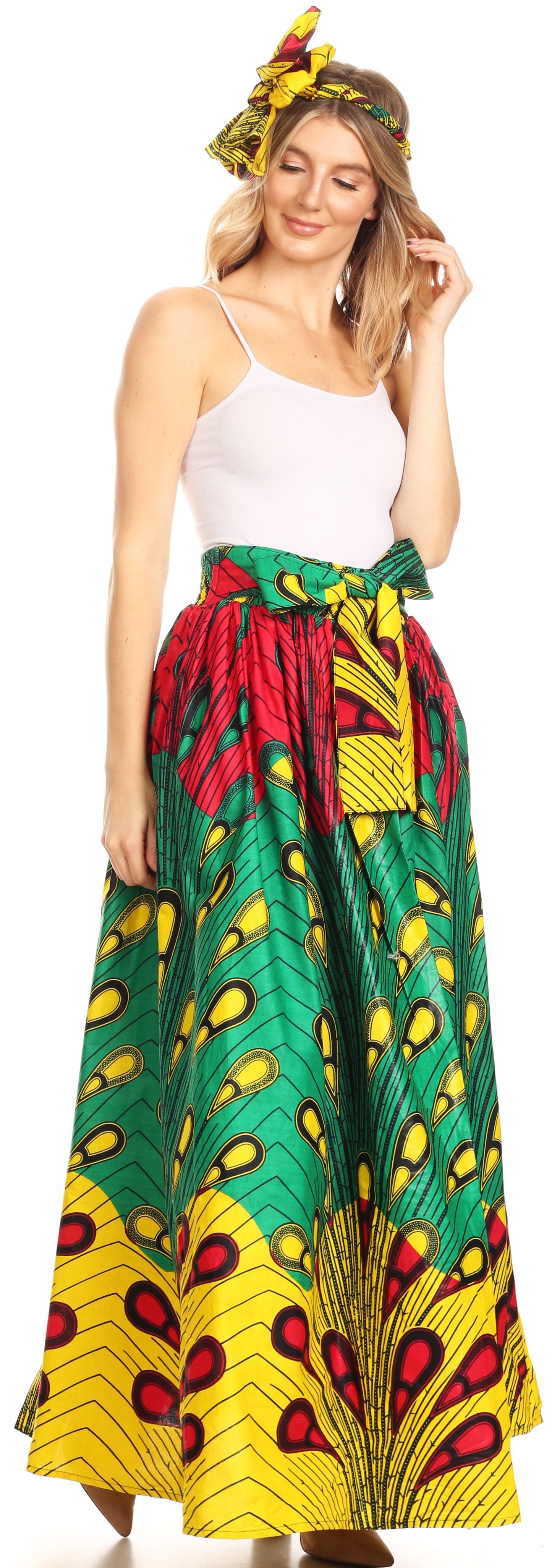 Sakkas Asma Convertible Traditional Wax Print Adjustable Strap Maxi Skirt | Dress - Concordia Style Boutique
