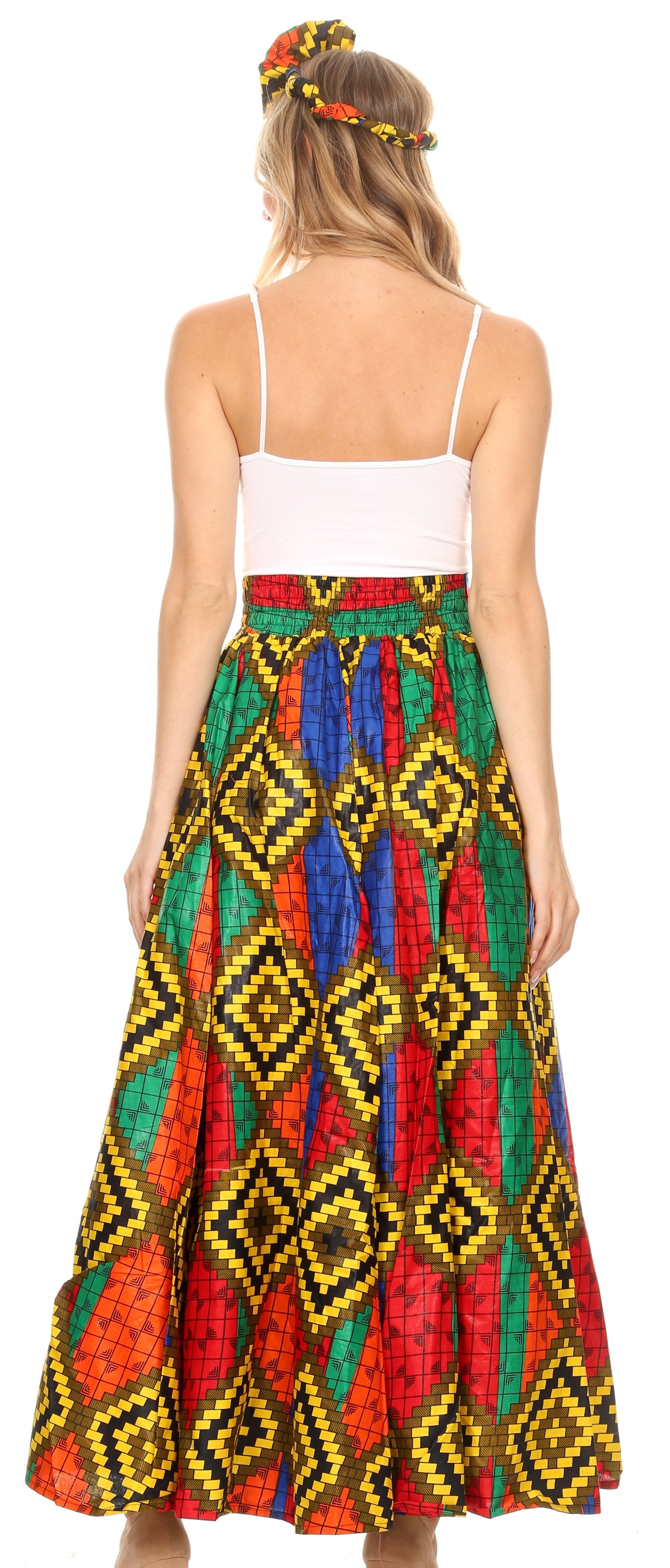 Sakkas Asma Convertible Traditional Wax Print Adjustable Strap Maxi Skirt | Dress - Concordia Style Boutique
