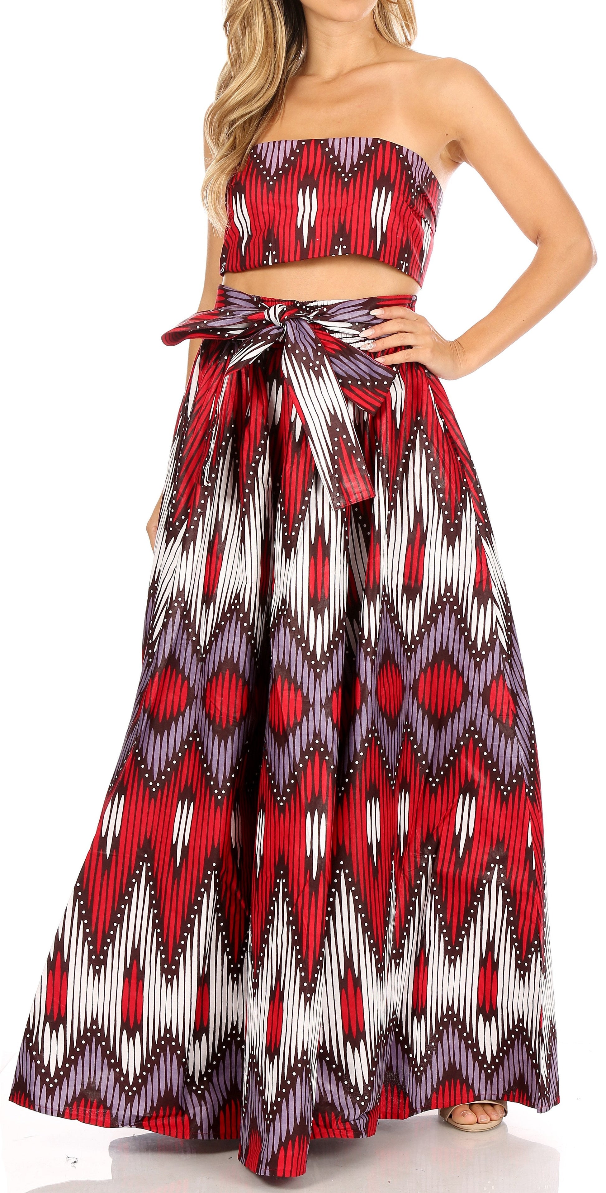 Sakkas Asma Convertible Traditional Wax Print Adjustable Strap Maxi Skirt | Dress - Concordia Style Boutique