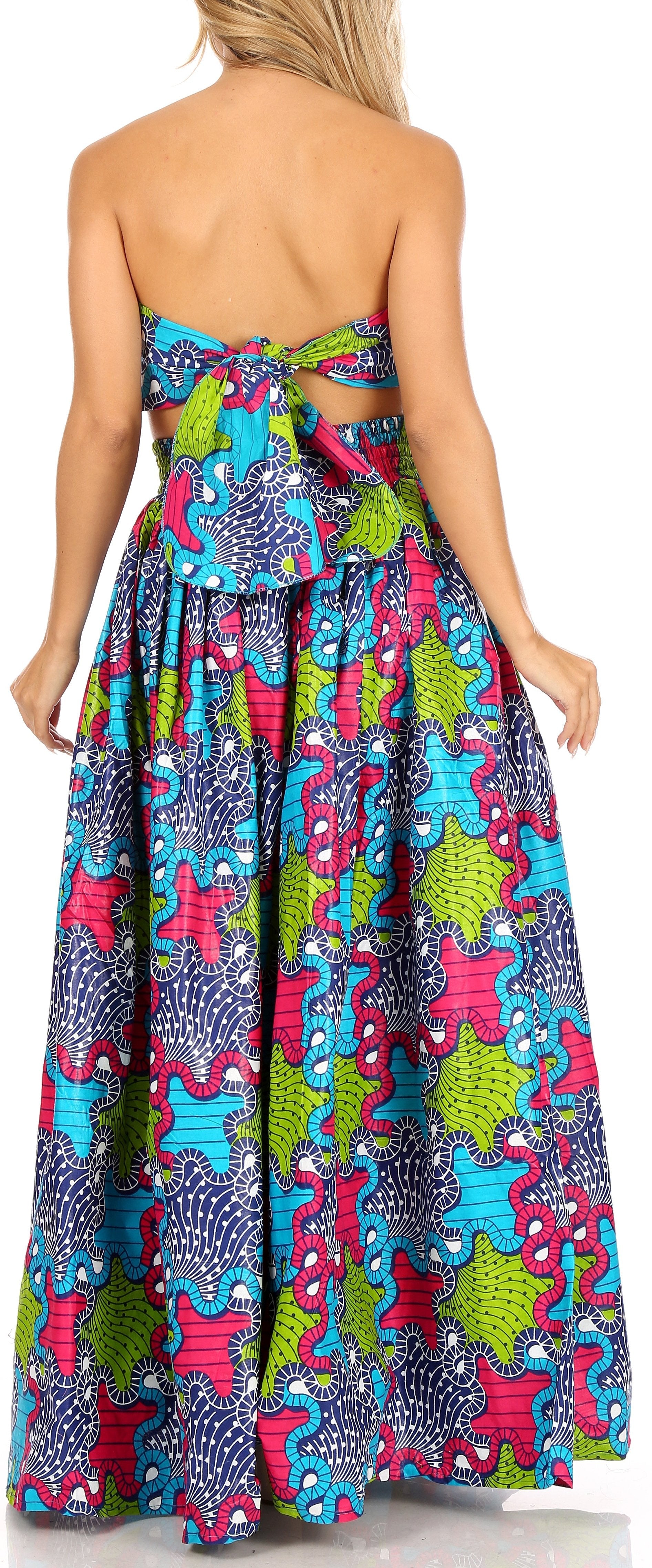 Sakkas Asma Convertible Traditional Wax Print Adjustable Strap Maxi Skirt | Dress - Concordia Style Boutique
