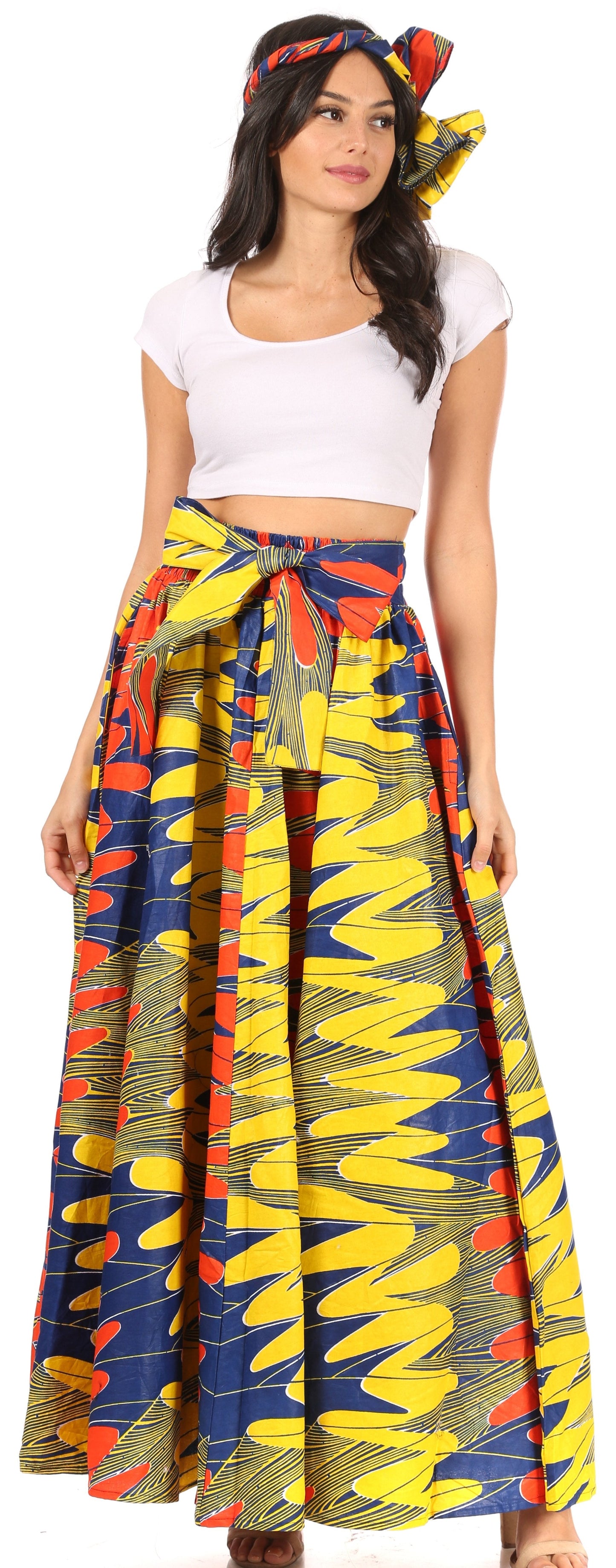 Sakkas Asma Convertible Traditional Wax Print Adjustable Strap Maxi Skirt | Dress - Concordia Style Boutique
