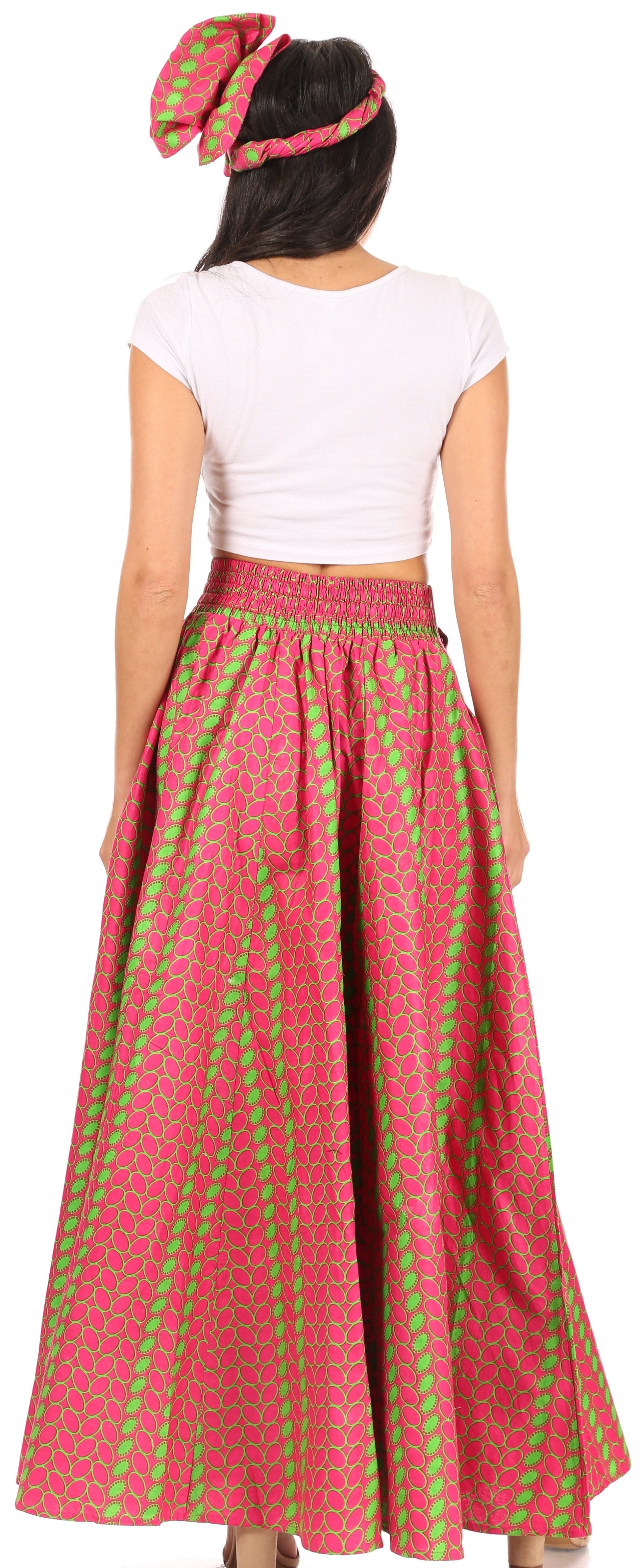 Sakkas Asma Convertible Traditional Wax Print Adjustable Strap Maxi Skirt | Dress - Concordia Style Boutique