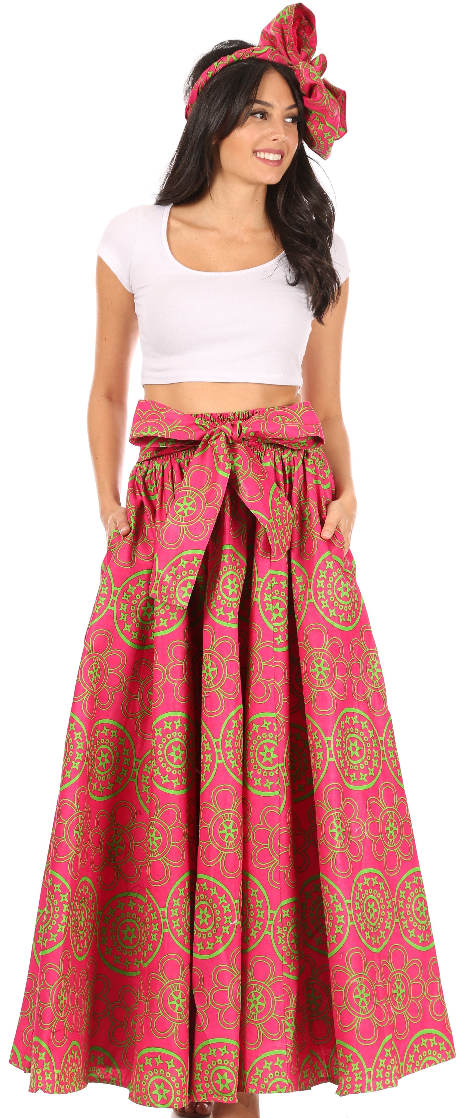 Sakkas Asma Convertible Traditional Wax Print Adjustable Strap Maxi Skirt | Dress - Concordia Style Boutique
