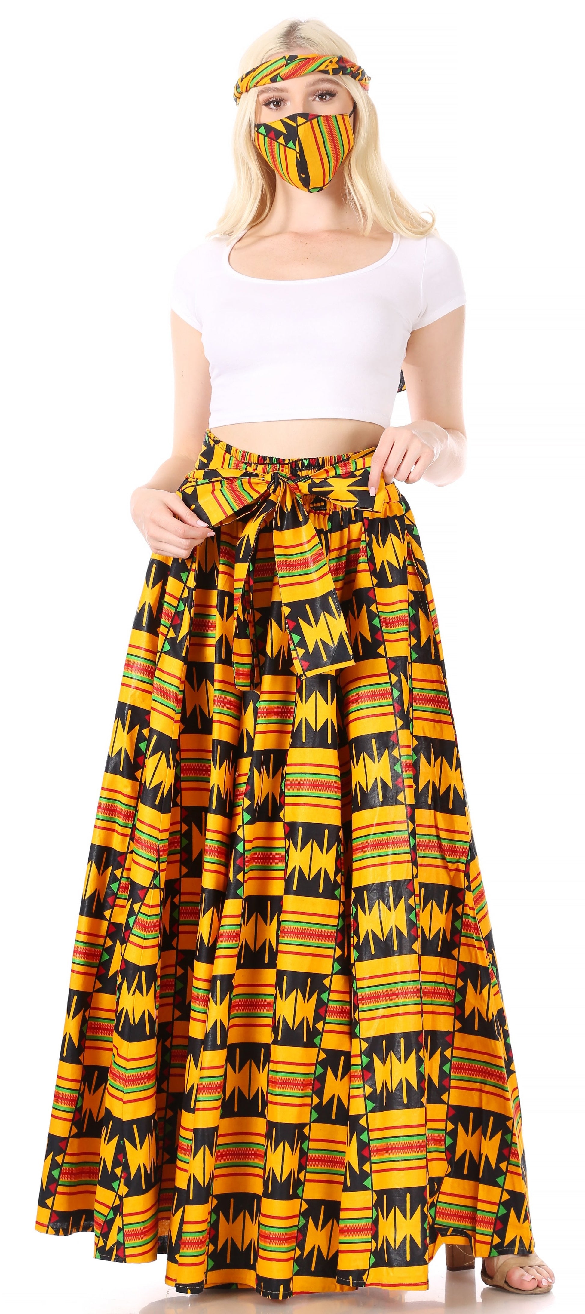 Sakkas Asma Convertible Traditional Wax Print Adjustable Strap Maxi Skirt | Dress - Concordia Style Boutique
