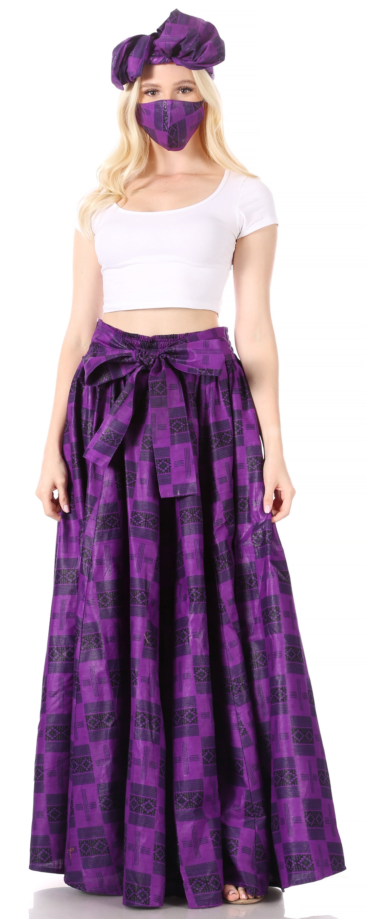 Sakkas Asma Convertible Traditional Wax Print Adjustable Strap Maxi Skirt | Dress - Concordia Style Boutique