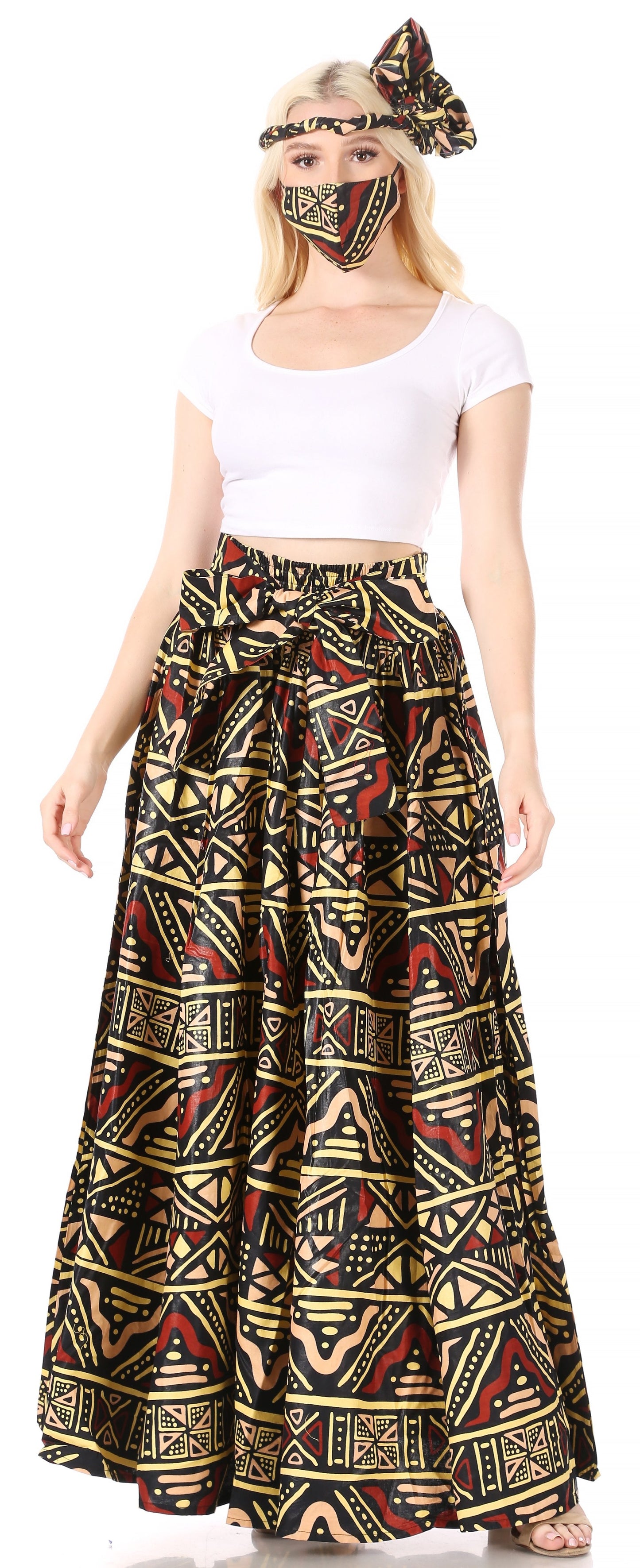 Sakkas Asma Convertible Traditional Wax Print Adjustable Strap Maxi Skirt | Dress - Concordia Style Boutique