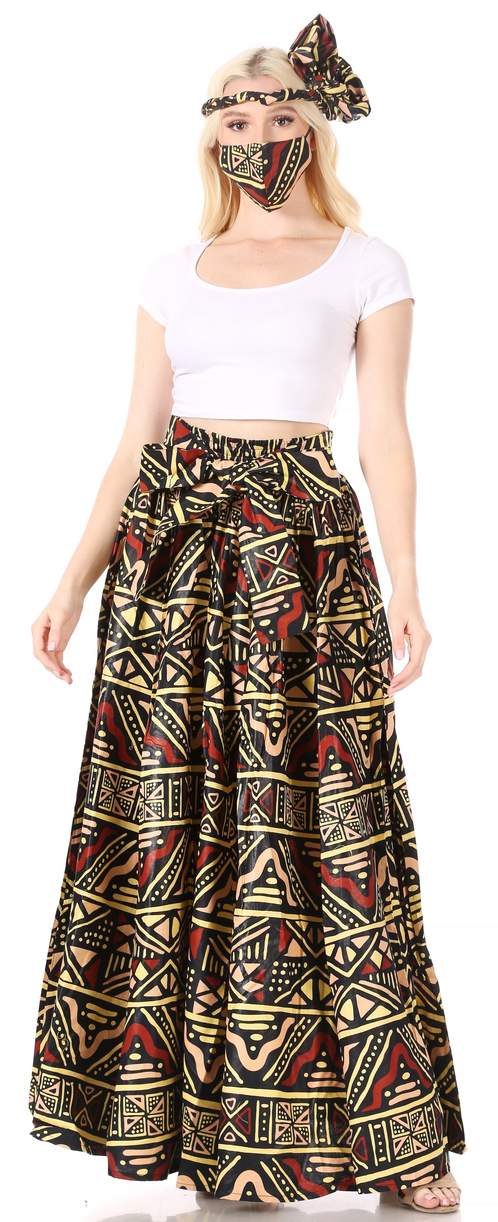 Sakkas Asma Convertible Traditional Wax Print Adjustable Strap Maxi Skirt | Dress - Concordia Style Boutique